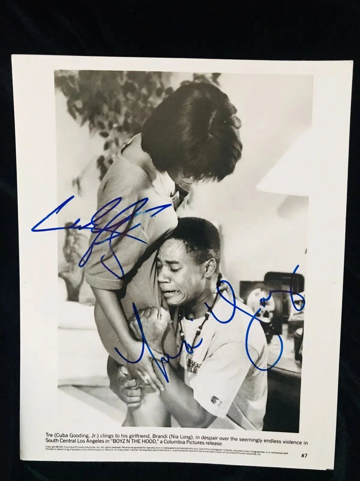 Cuba Gooding Jr & Nia Long — Cuba Gooding Jr & Nia Long signed Boyz N The Hood 8x10 B&W Still Photo