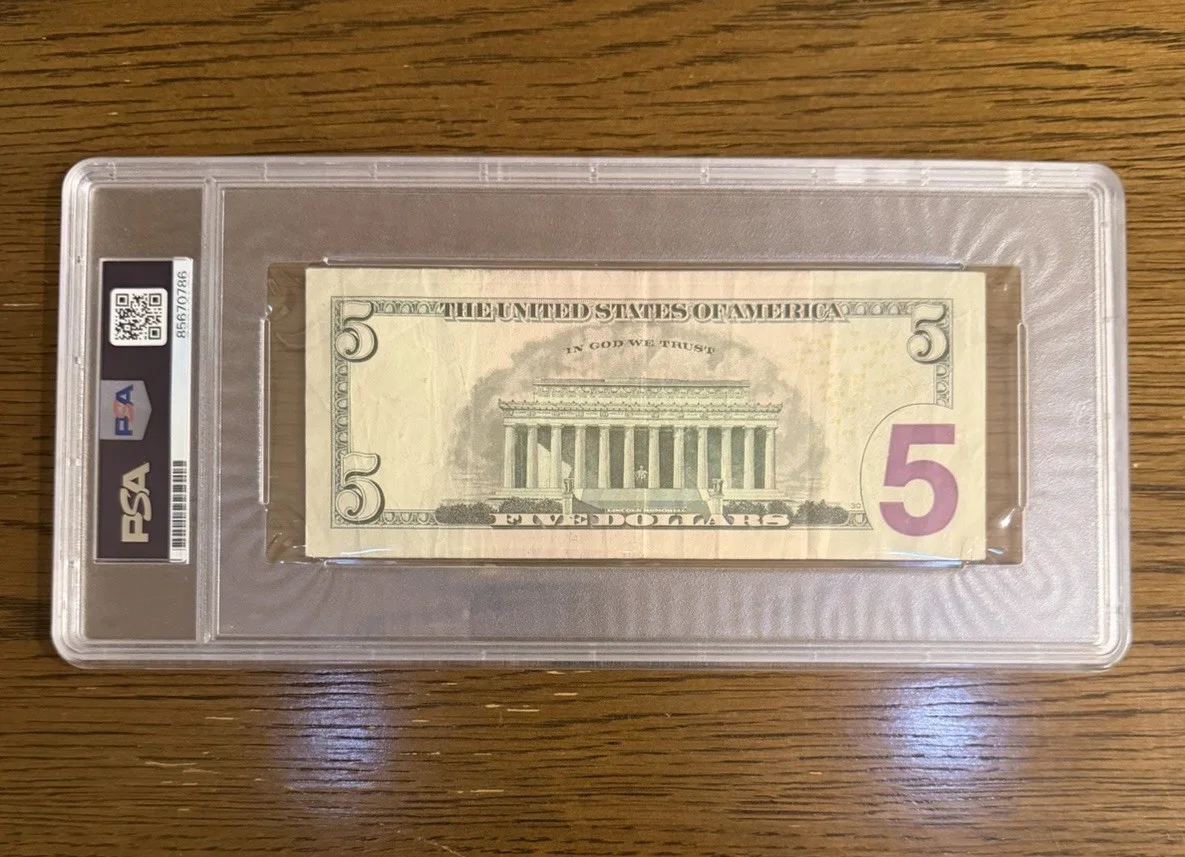Daniel Day Lewis — Daniel Day-Lewis Signed Autographed Lincoln Five Dollar Bill $5 PSA/DNA Slab, image 3