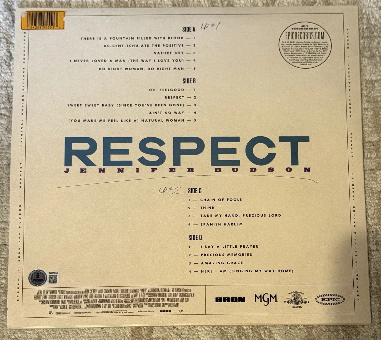 JENNIFER HUDSON SIGNED RESPECT SOUNDTRACK VINYL ARETHA FRANKLIN - BECKETT COA, изображение 2