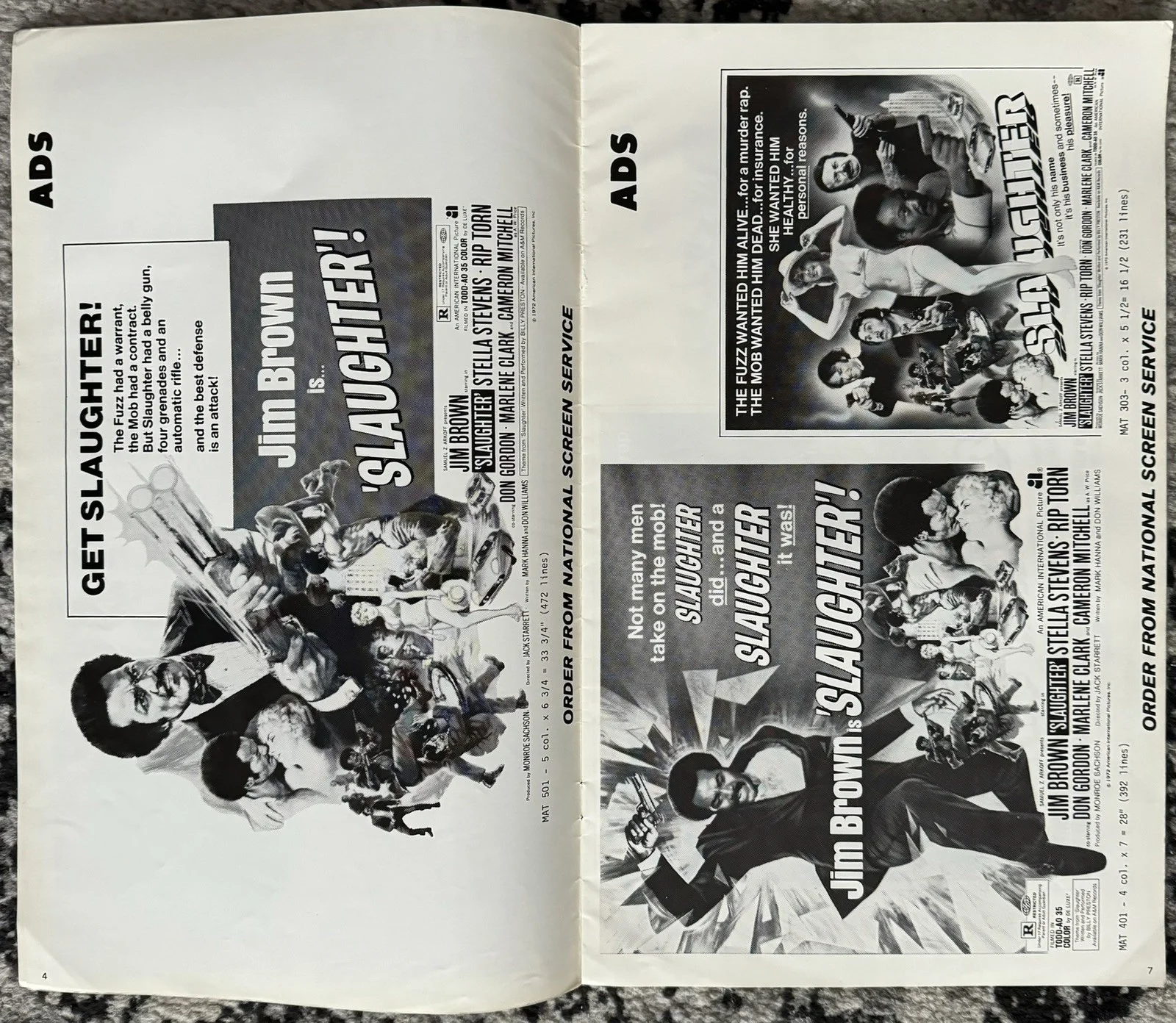 SLAUGHTER 1972 ORIGINAL U.S. PRESSBOOK NEAR MINT, image 3