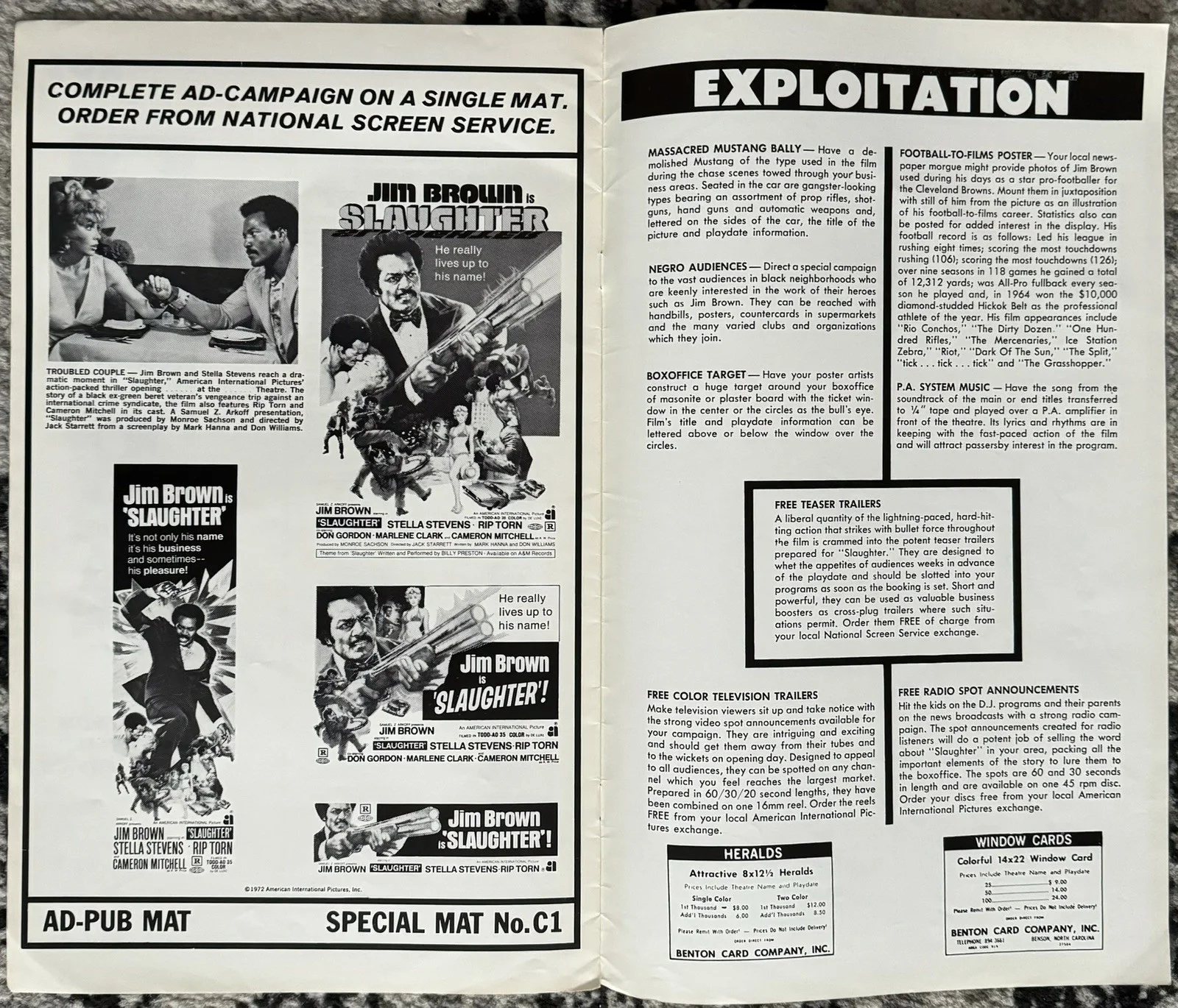 SLAUGHTER 1972 ORIGINAL U.S. PRESSBOOK NEAR MINT, image 4