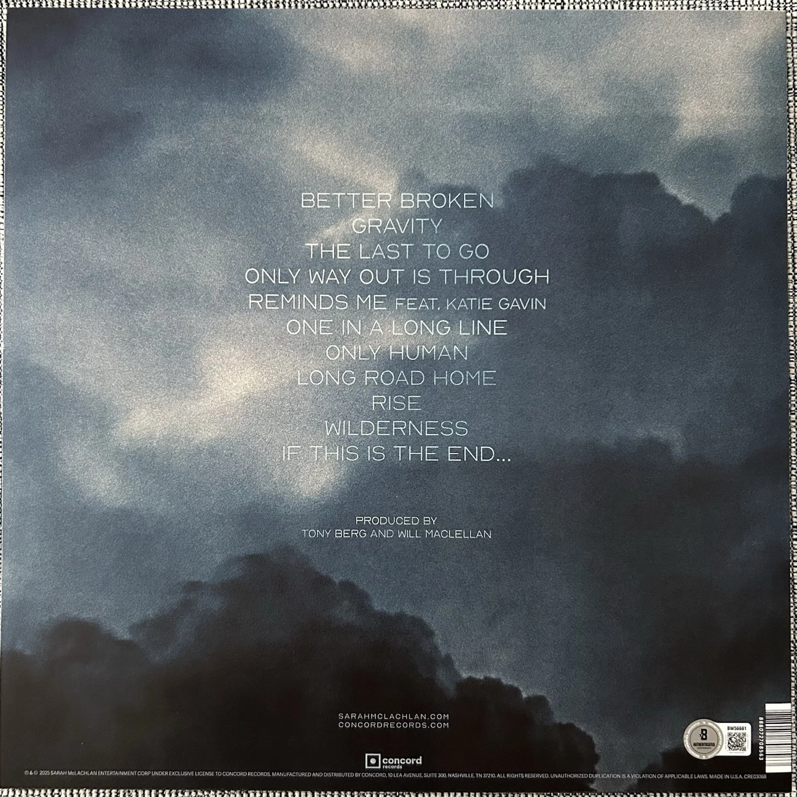 SARAH MCLACHLAN SIGNED BETTER BROKEN VINYL LP - BECKETT COA, image 4