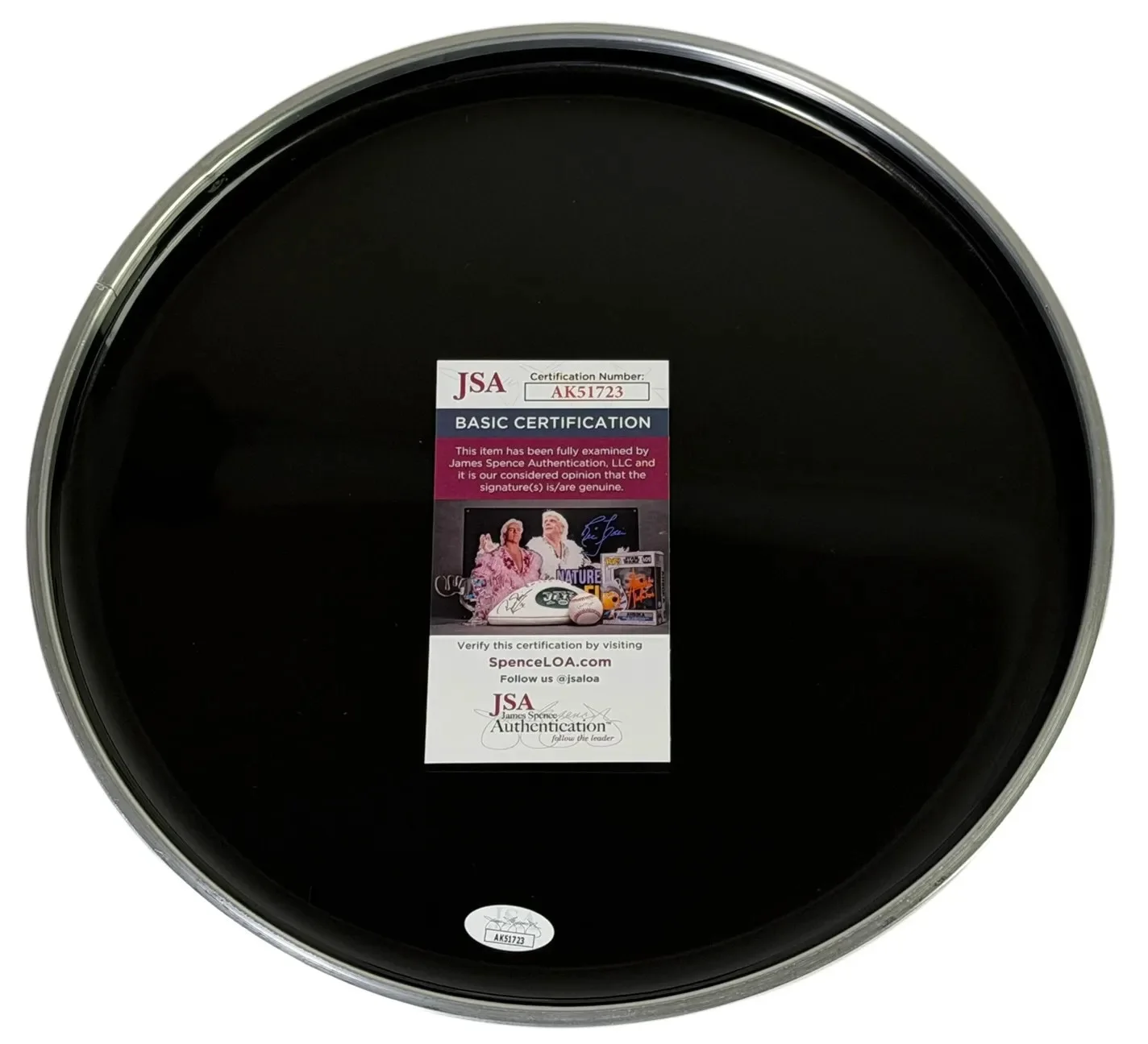 David Silveria signed 12" Drum Head Drummer Korn JSA Authentication, image 2