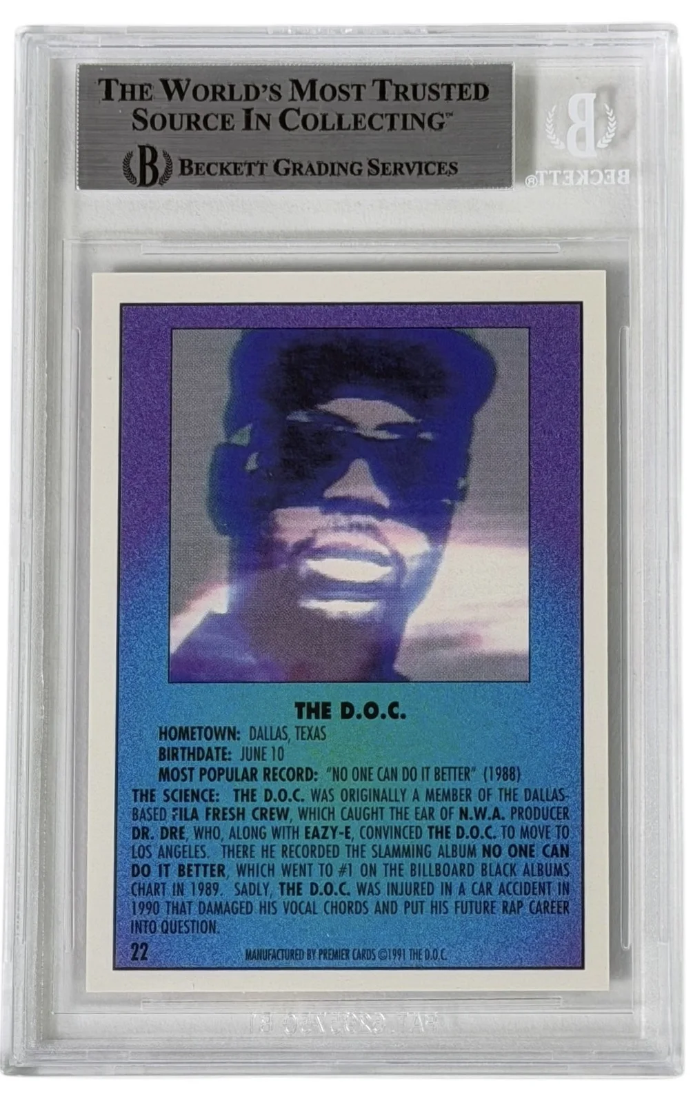 The D.O.C. signed Trading Card The Rap Pack Rapper Beckett Encapsulated, изображение 2