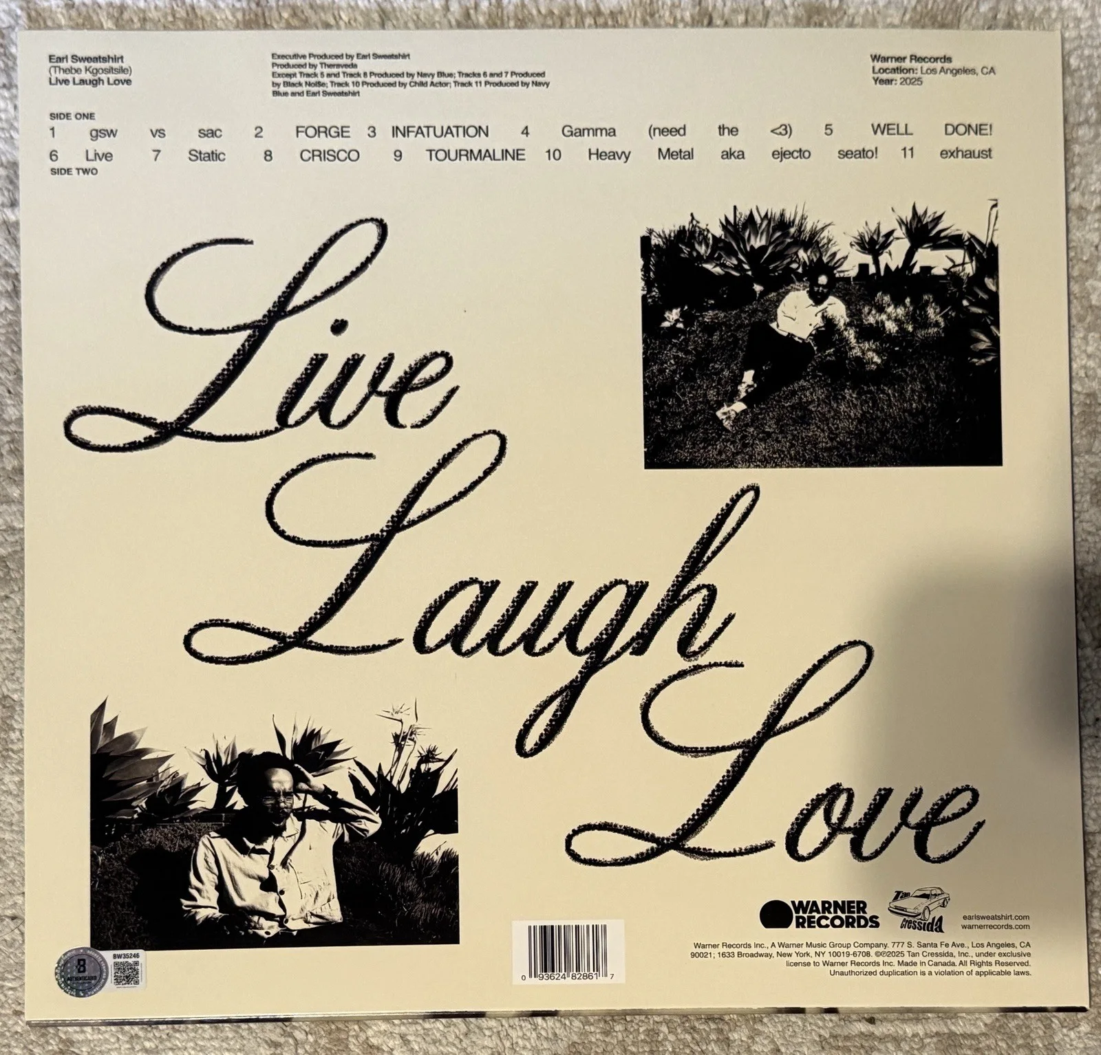 EARL SWEATSHIRT SIGNED LIVE LAUGH LOVE VINYL LP - BECKETT COA, image 2