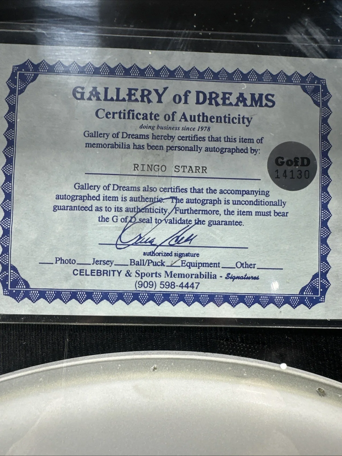 RINGO STARR - Autographed REMO DRUM HEAD WITH W/COA ~BEATLES!, image 4