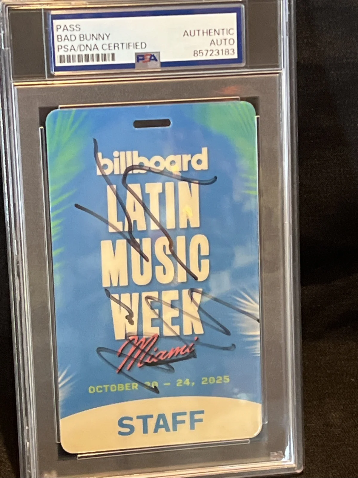 Bad Bunny signed autographed Billboard Badge Slabbed PSA/DNA UNIQUE ITEM, image 3