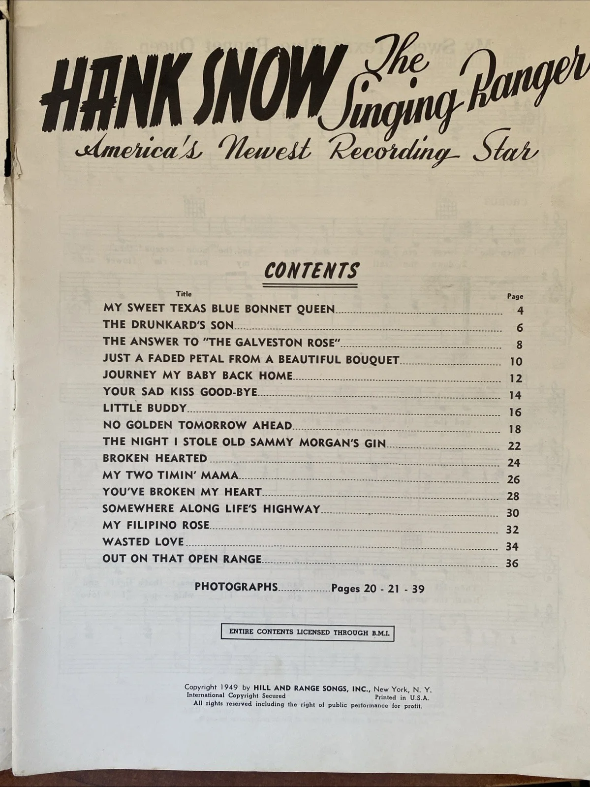 Hank Snow Lot - Music Books and Picture - One Book Autographed, изображение 5