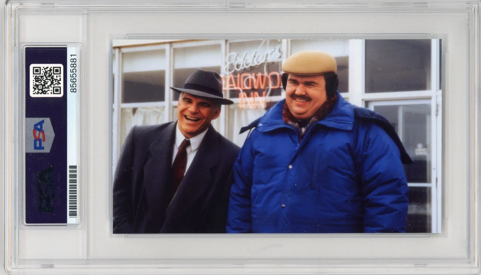 Steve Martin — Steve Martin Signed Custom Cut 3x5 Card Planes Trains Automobiles PSA Slab AUTO, изображение 2