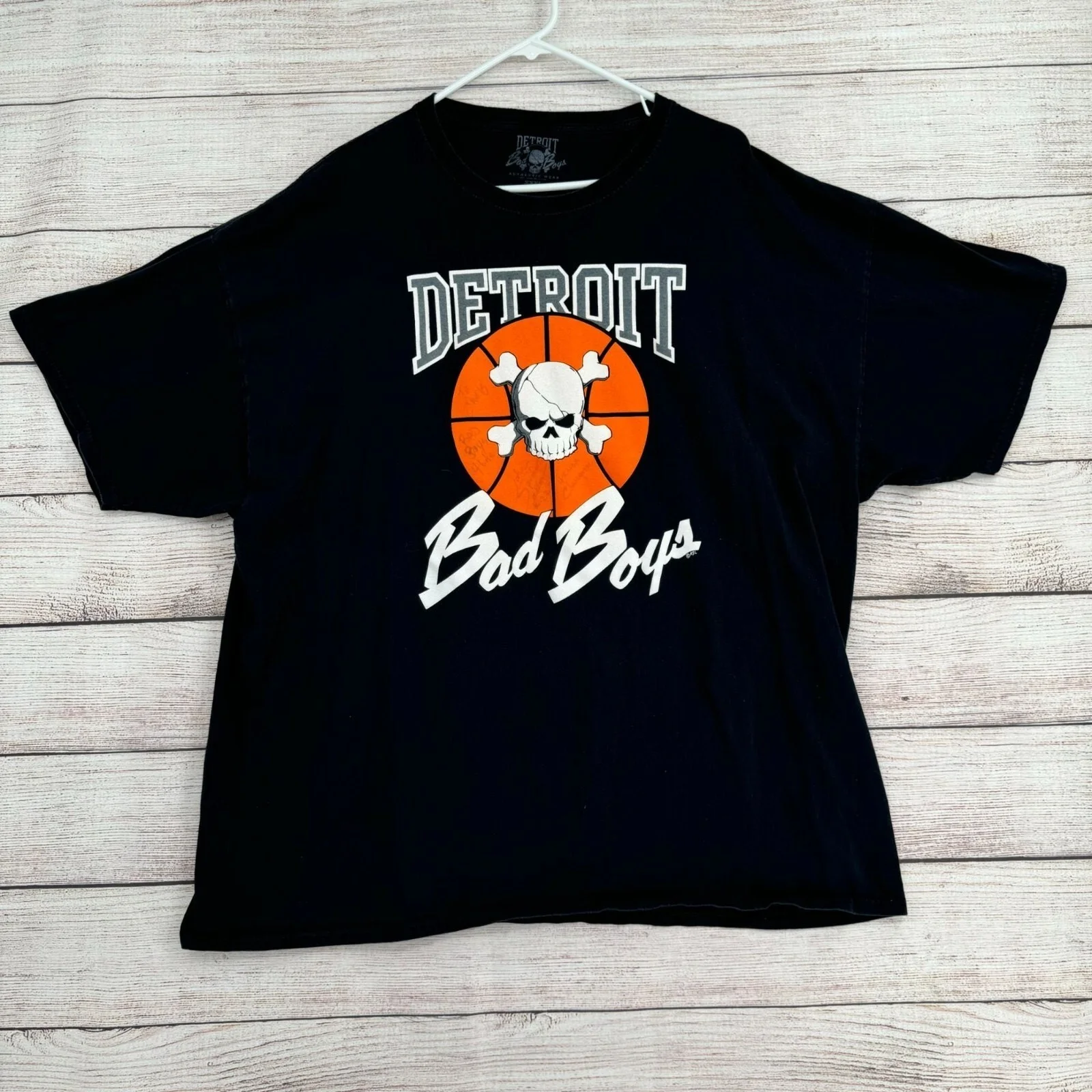John Spider Salley — Detroit Bad Boys Pistons John Spider Salley #22 Signed T-Shirt Adult 3XL Black, изображение 2