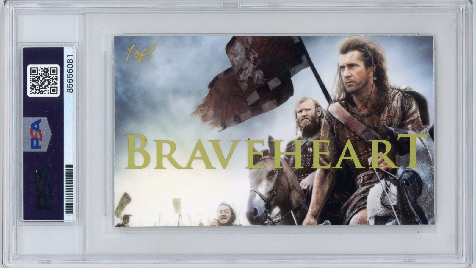 Mel Gibson — Mel Gibson Signed Custom Cut 3x5 Card Braveheart William Wallace PSA Slab AUTO, изображение 2