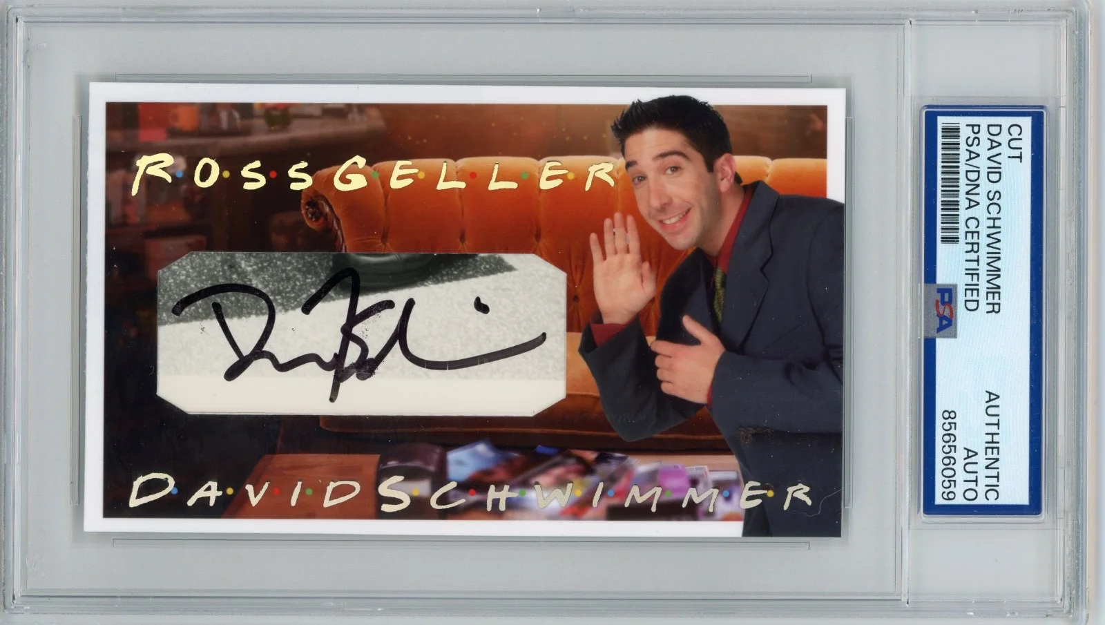 David Schwimmer — David Schwimmer Signed Custom Cut 3x5 Card Friends Ross Geller PSA Slab AUTO
