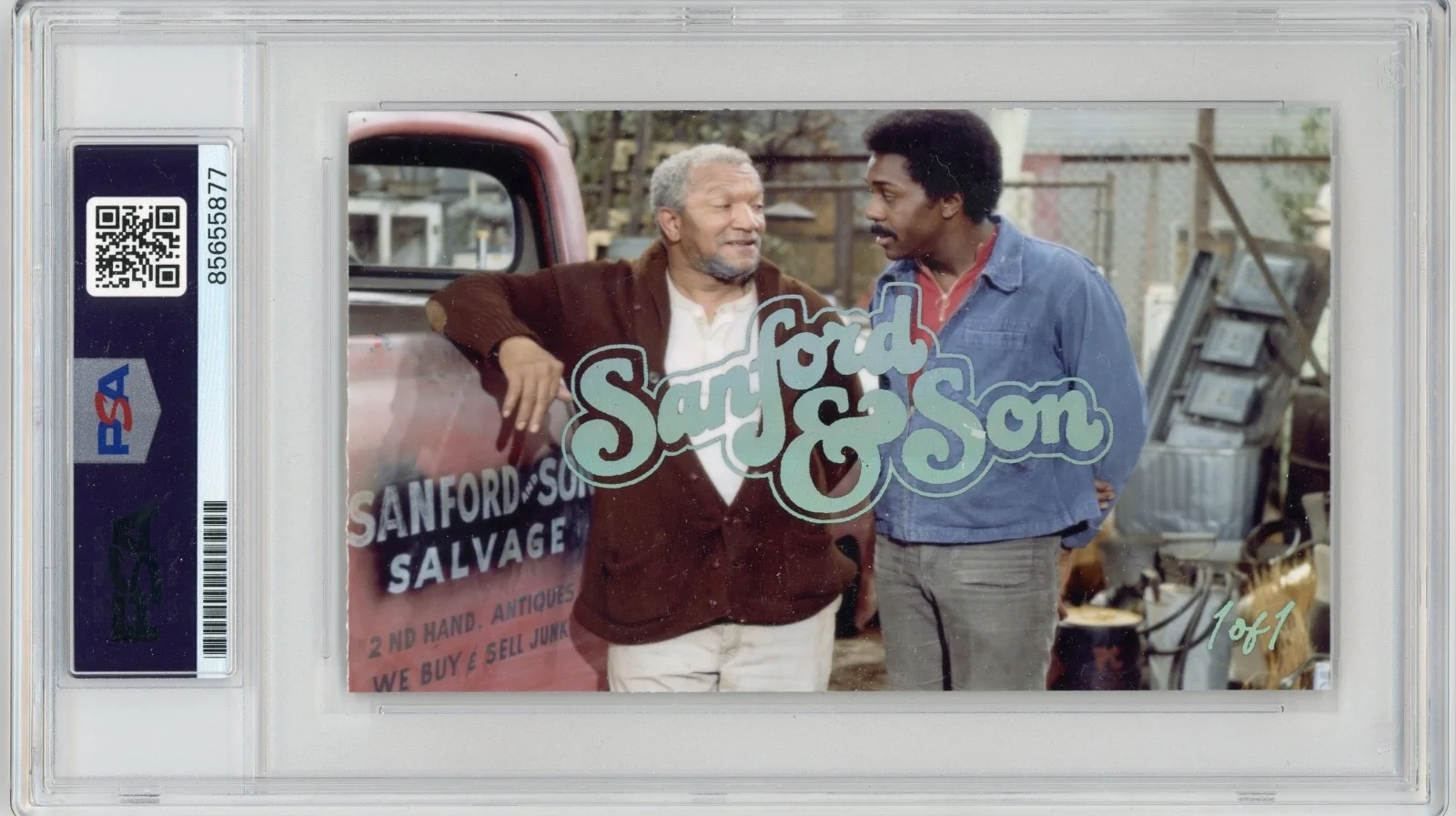 Redd Foxx — Redd Foxx Signed Cut Custom Sanford and Son Card PSA DNA Slabbed AUTO, image 2