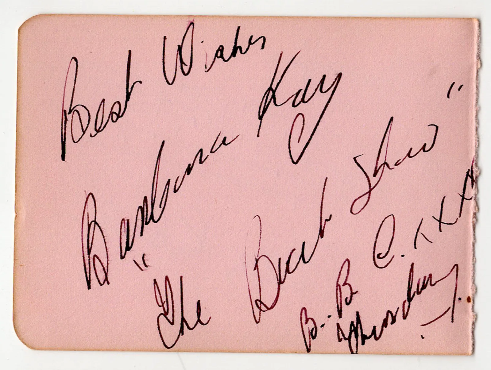 Paddy Roberts Barbara Kay Autographed Signed Album Page AMCo COA 1309, изображение 2