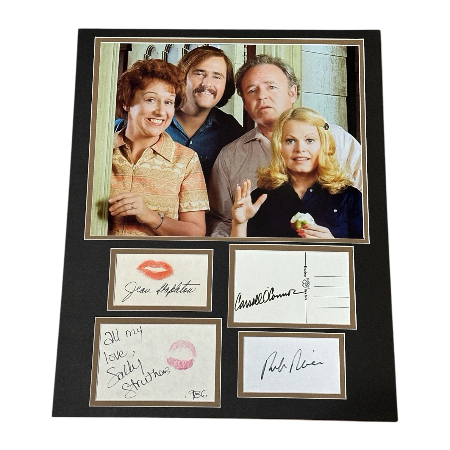 All In The Family Cast — All In The Family Autograph Index Card & Photo Display! Signed x4! Rob Reiner!