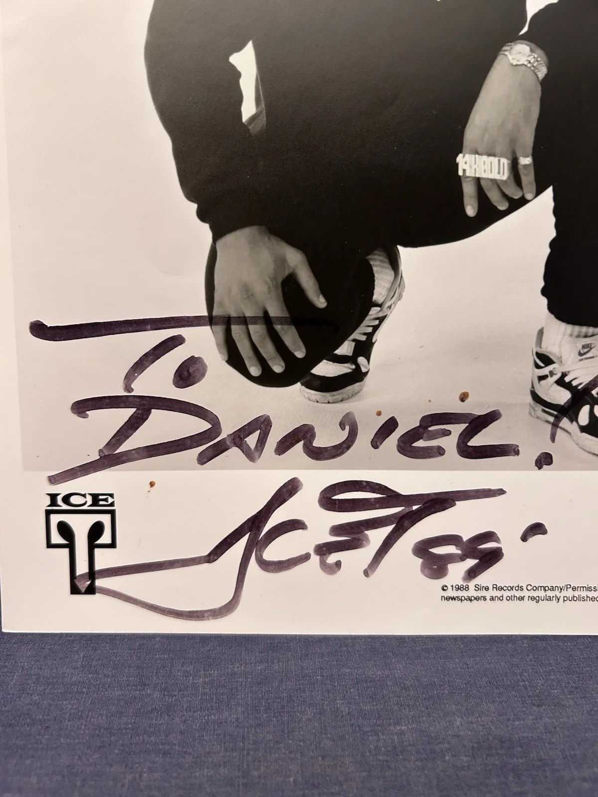 SIGNED Rare 1988 ICE-T Sire Records 8x10 R&B Hip Hop Rap Chain Music, изображение 2
