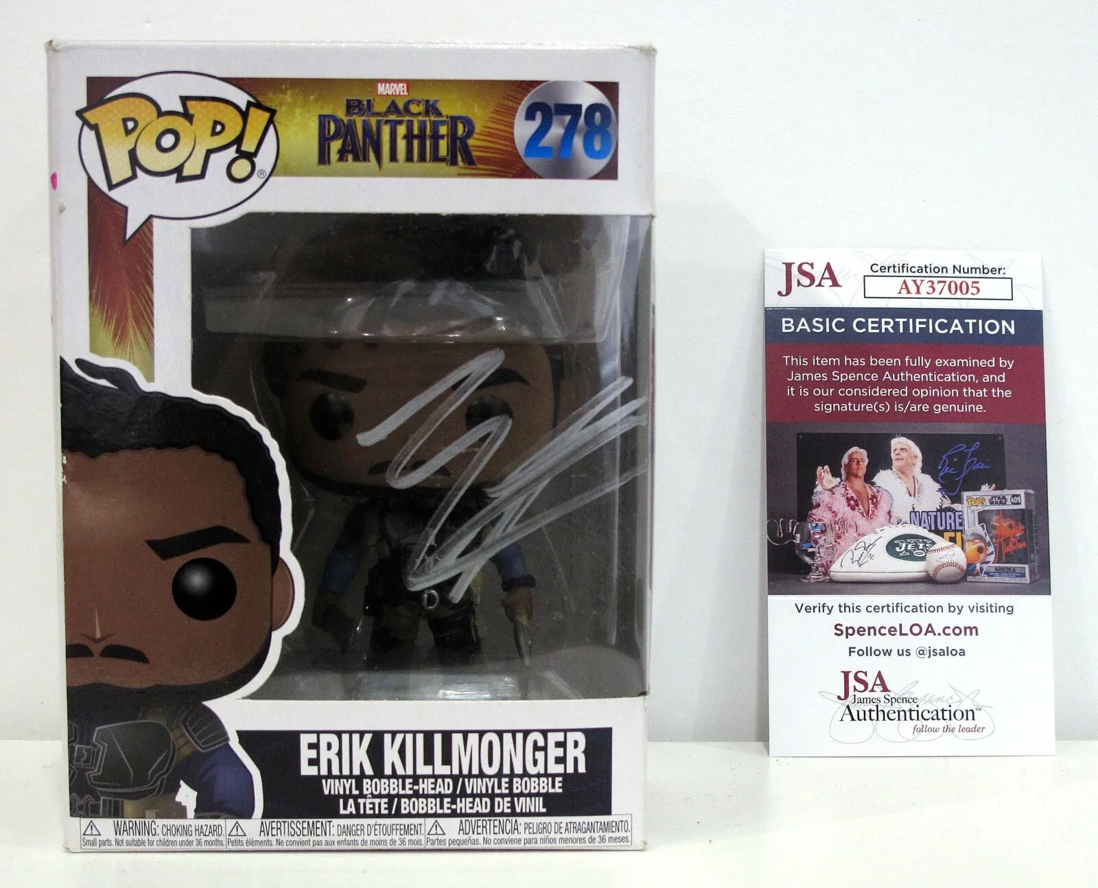 MICHAEL B JORDAN — Michael B Jordan signed BLACK PANTHER "ERIK KILLMONGER" Funko SINNERS o JSA COA, image 4