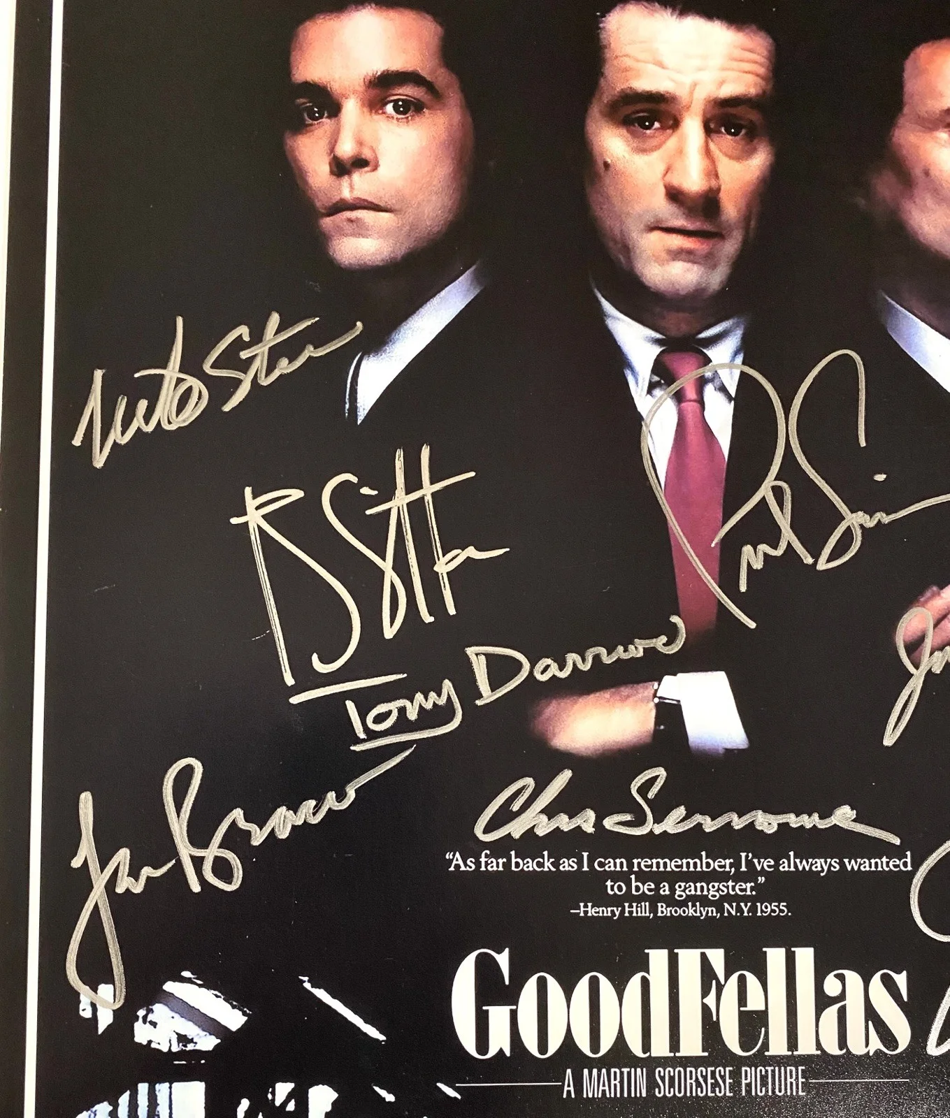 Goodfellas Cast Signed 11x17 Print - Liotta, Bracco, Sorvino – JSA Authenticated, изображение 2