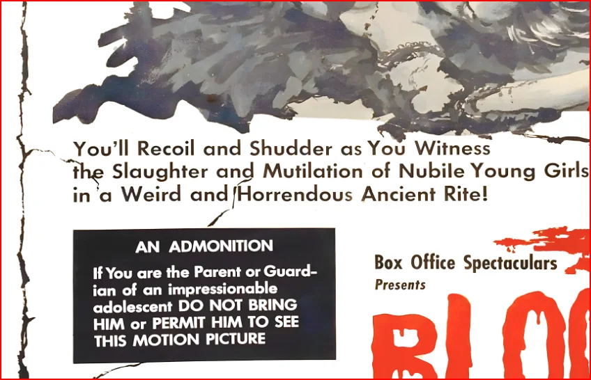 Blood Feast 1963 - Herschell Gordon Lewis - Restored 27.2" x 41" US One Sheet, изображение 4