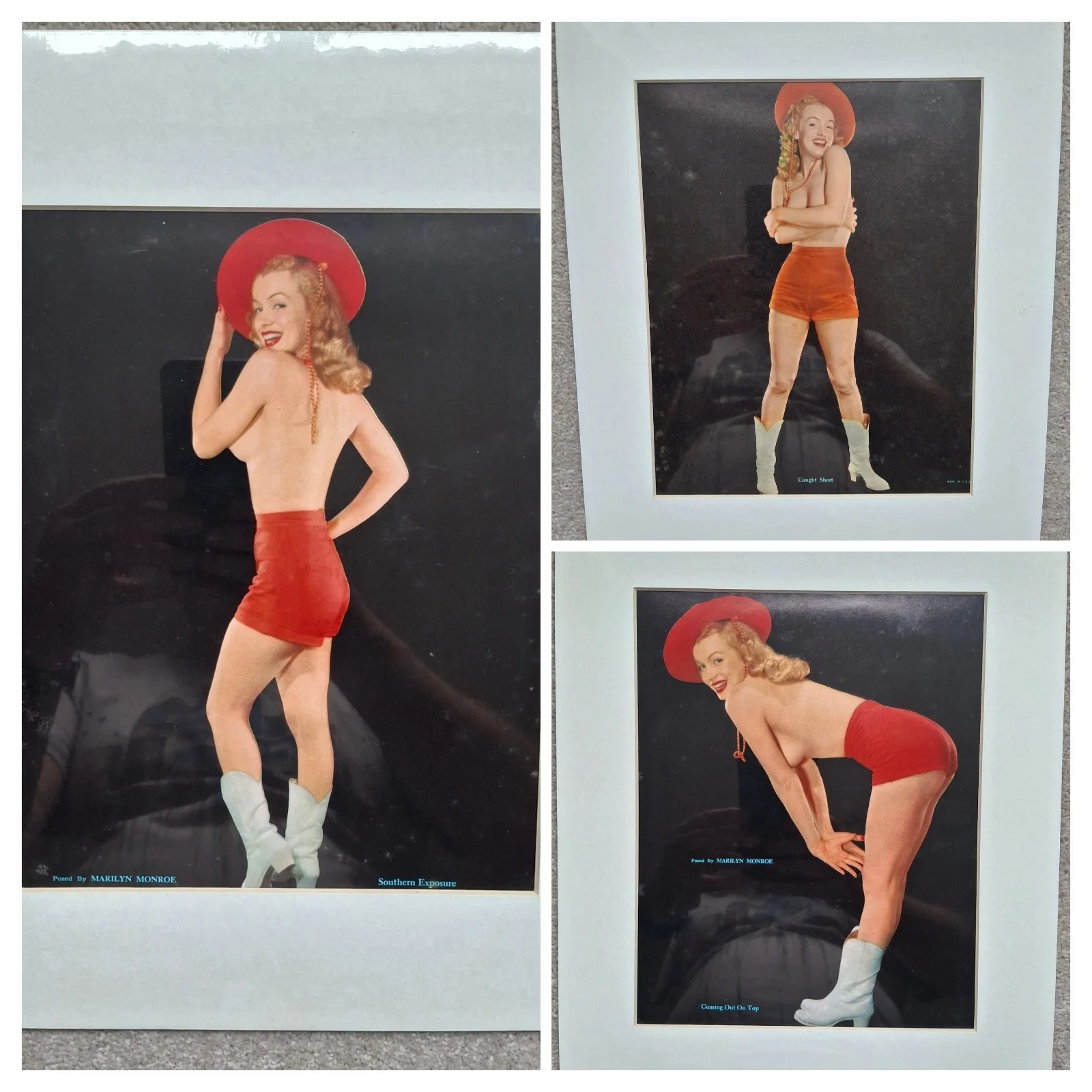 Three c1948 fan club issue Marilyn Monroe Lithographs Prints Laszlo Willinger, image 2