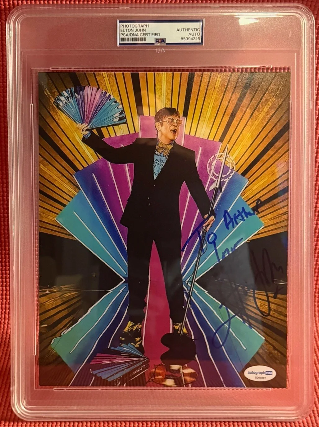 PSA/DNA slabbed & signed ELTON JOHN autographed 8"x 10" Color Photo ACOA, image 5