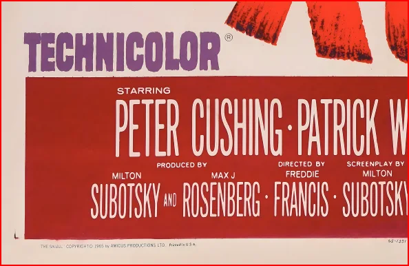 The Skull 1965 Christopher Lee Peter Cushing - Restored 27.2" x 41" US One Sheet, image 4