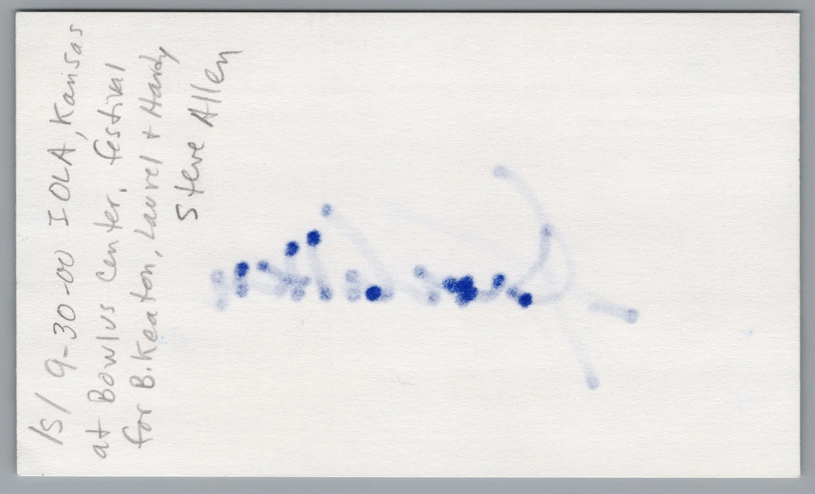 Steve Allen — Steve Allen Signed 3x5 Index Card The Tonight Show Autographed, image 2