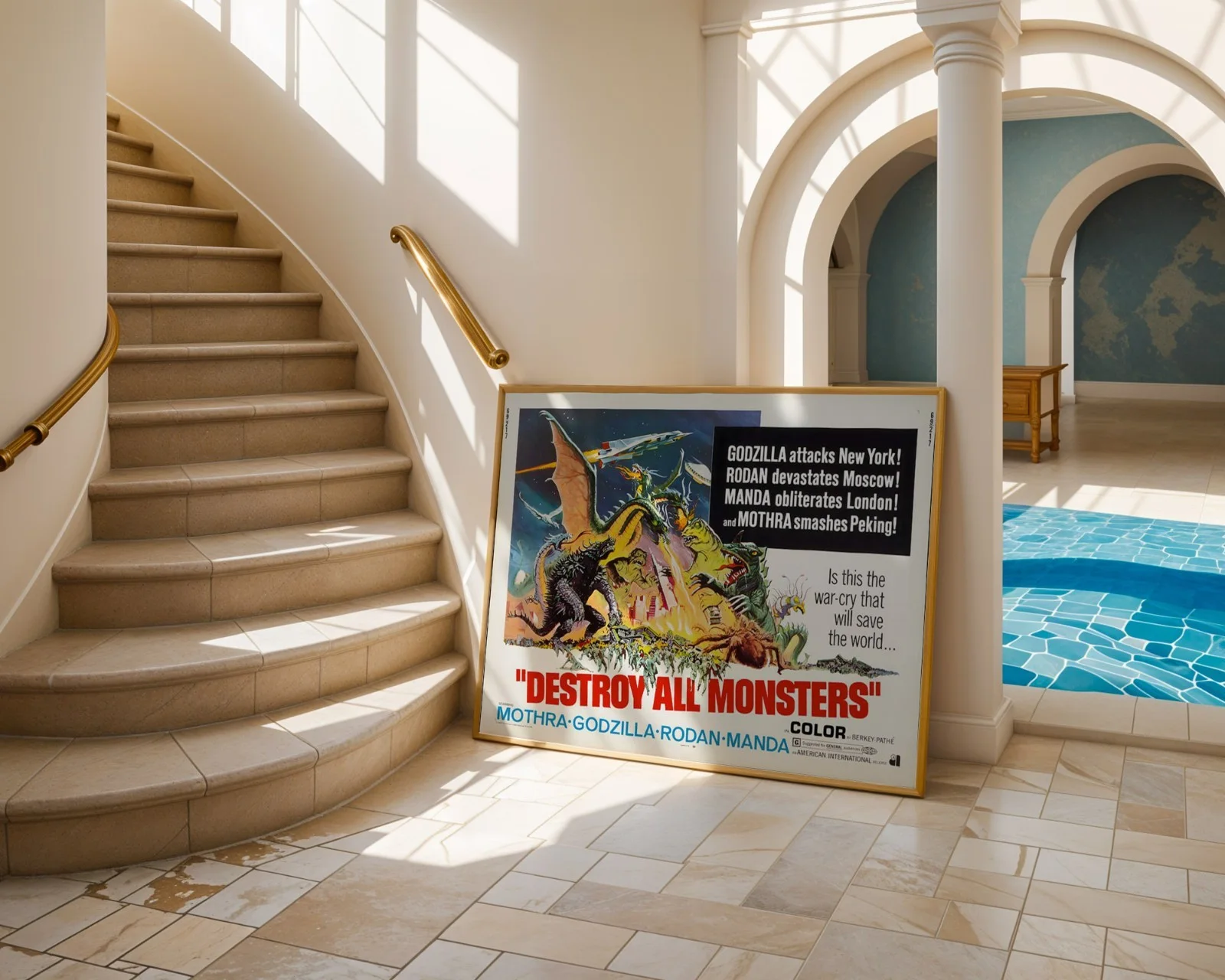 Destroy All Monsters - 1968 Ishirō Honda - Restored 28" x 22" US Half Sheet, изображение 4