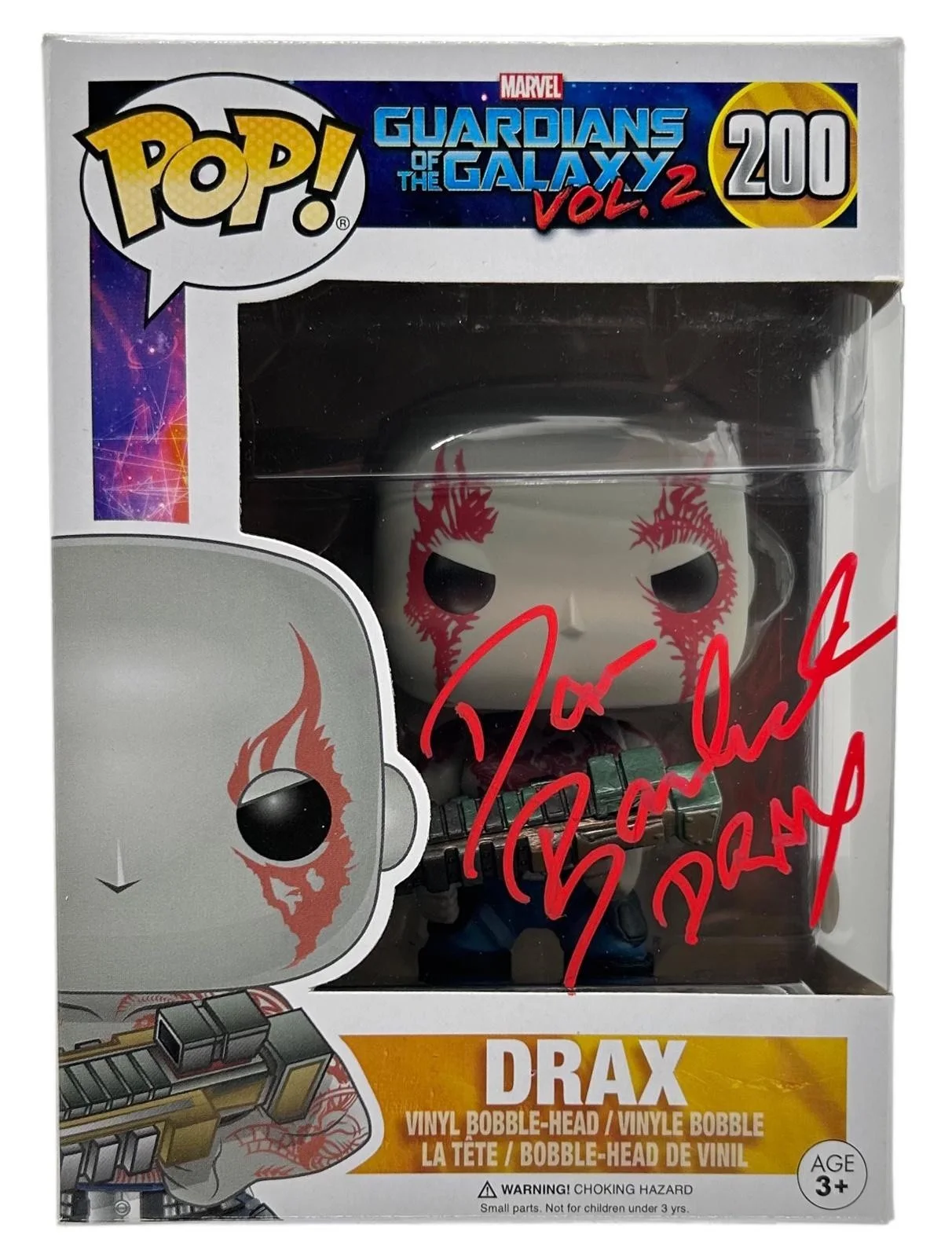 Dave Bautista — Dave Bautista Signed #200 Drax Bobble-Head Funko Pop Inscribed "Drax" (JSA COA)
