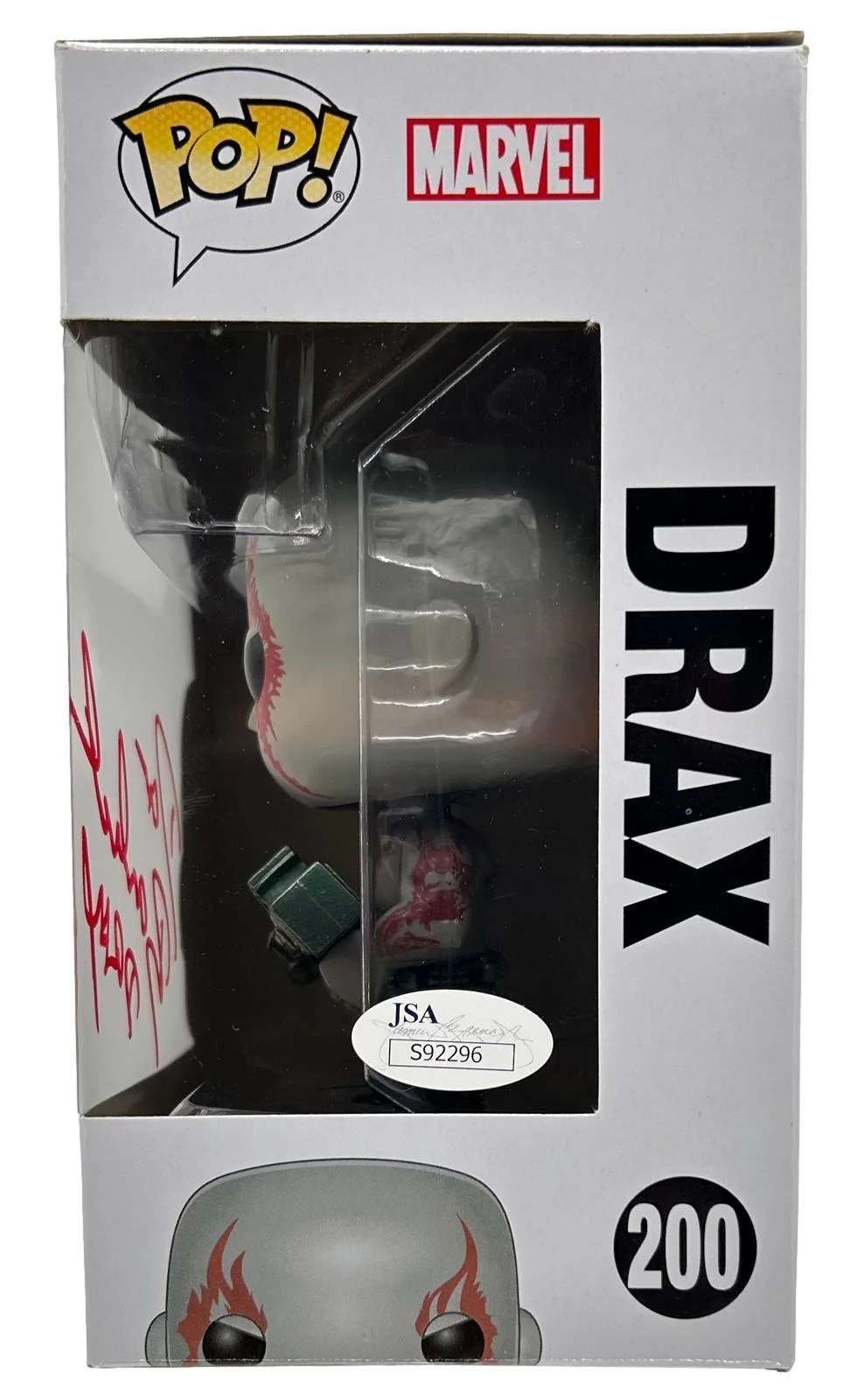Dave Bautista — Dave Bautista Signed #200 Drax Bobble-Head Funko Pop Inscribed "Drax" (JSA COA), image 3