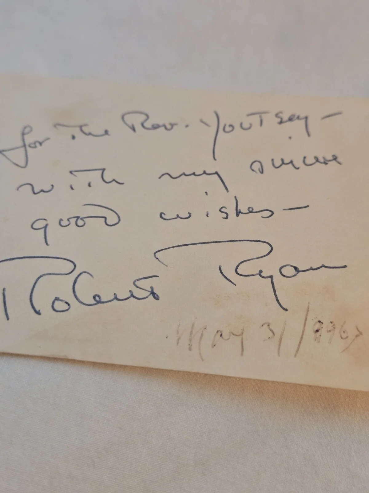 Robert Ryan actor (wild bunch ) signed 3 x 5 index card, image 2