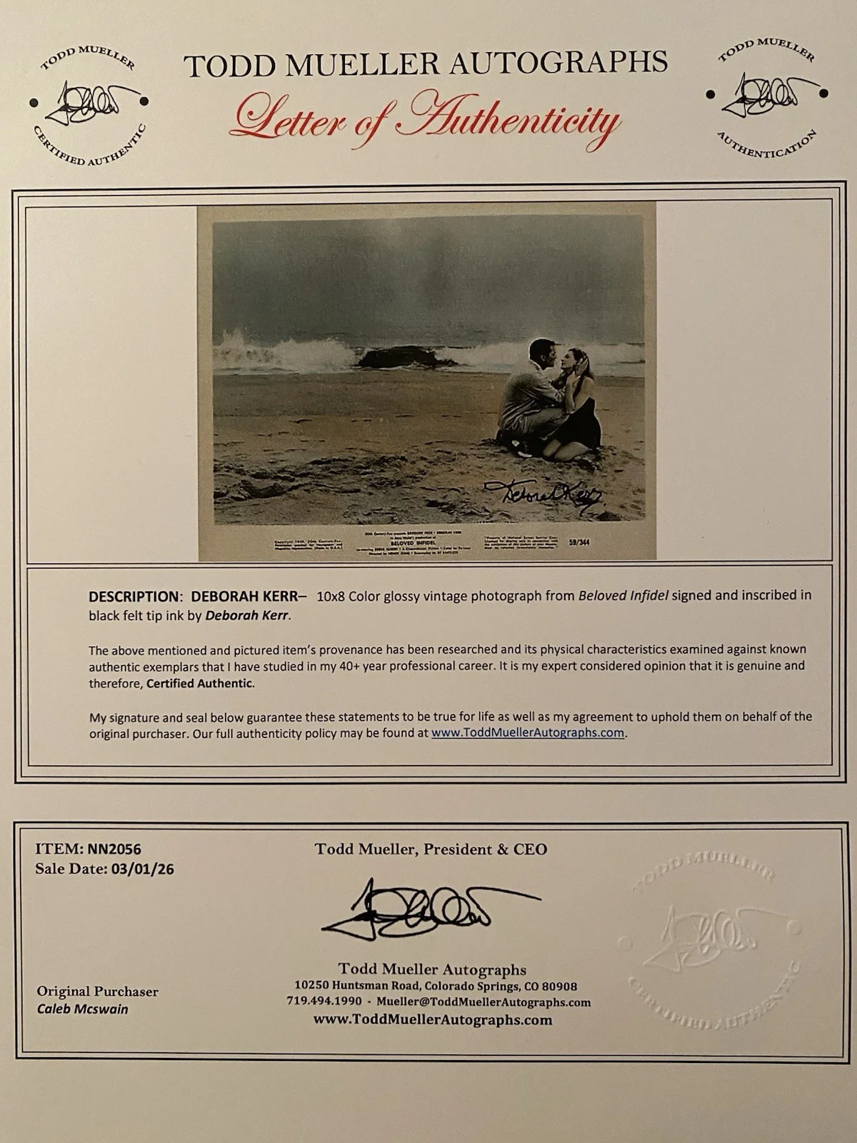 Deborah Kerr — Deborah Kerr Signed Autographed Vintage Photo With COA Beloved Infidel, image 5