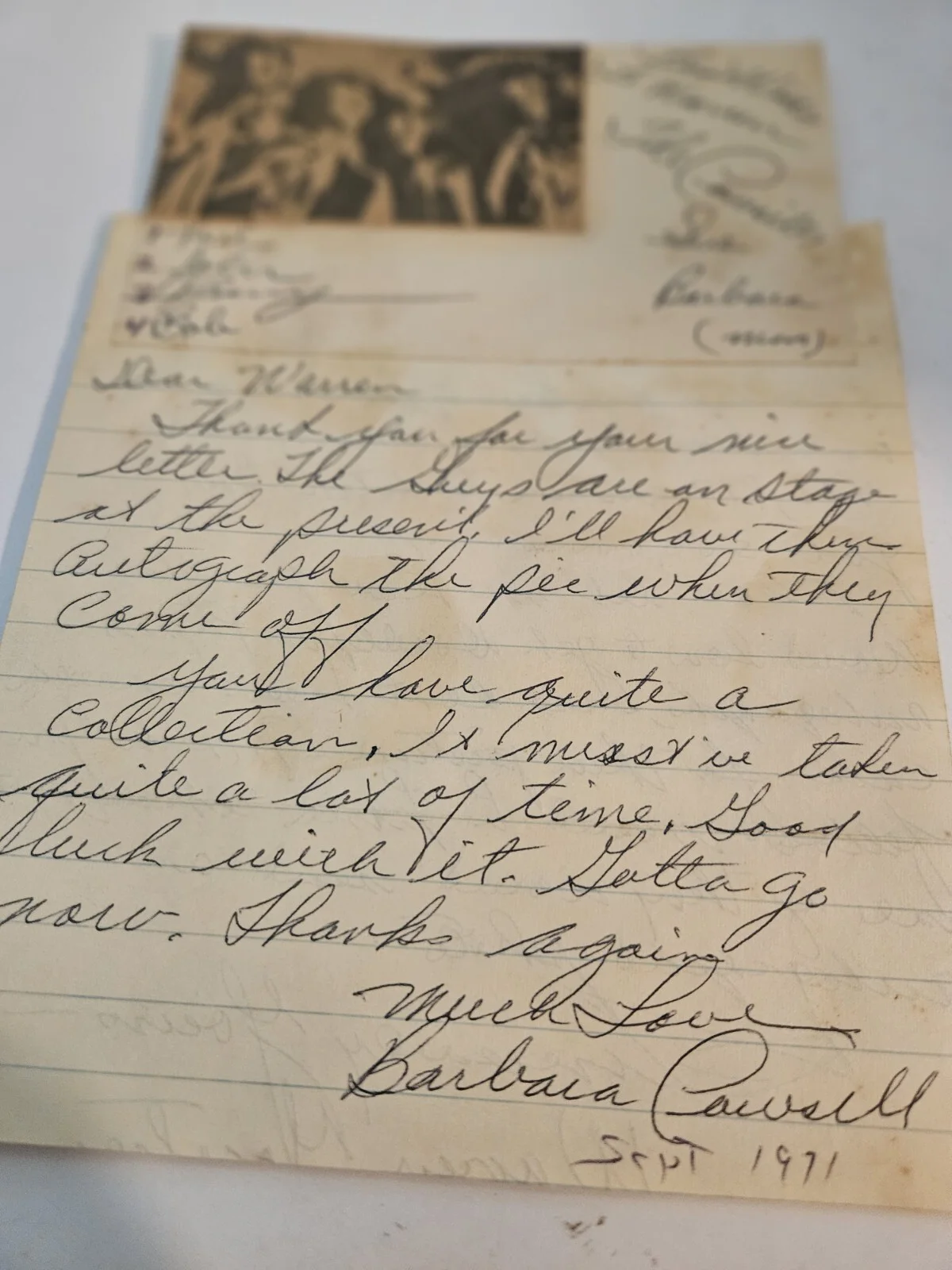 The Cowsills Signed Index Card And Letter, image 4