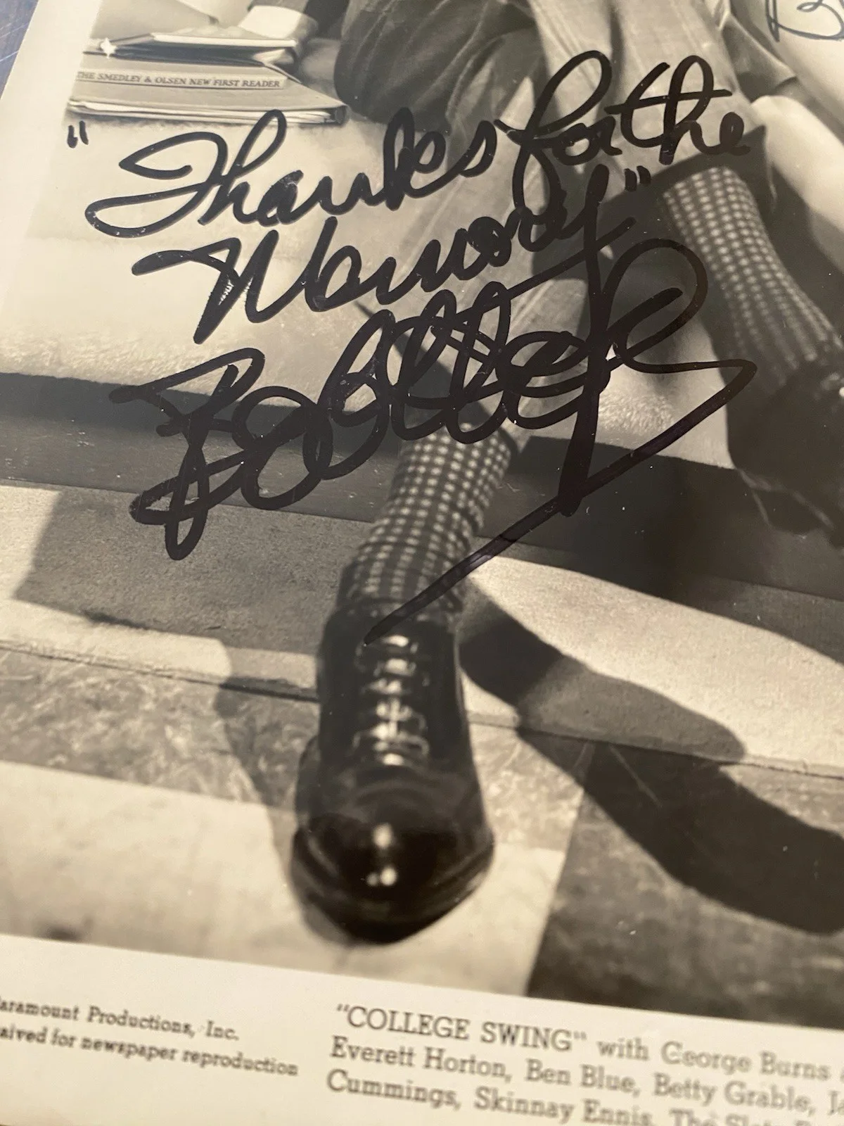 Bob Hope, Martha Raye — Bob Hope Martha Raye Signed Autographed Vintage Photo w/ COA College Swing BOTH, изображение 3