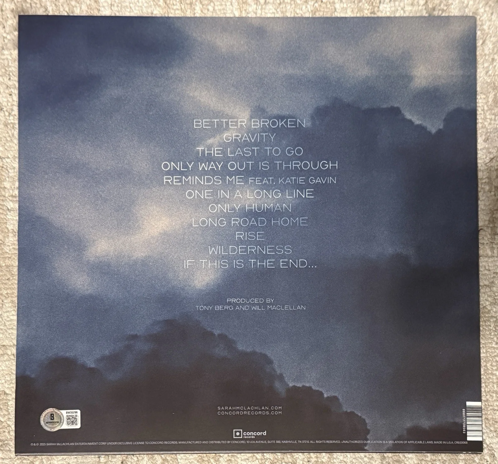 SARAH MCLACHLAN SIGNED BETTER BROKEN VINYL LP - BECKETT COA, image 2