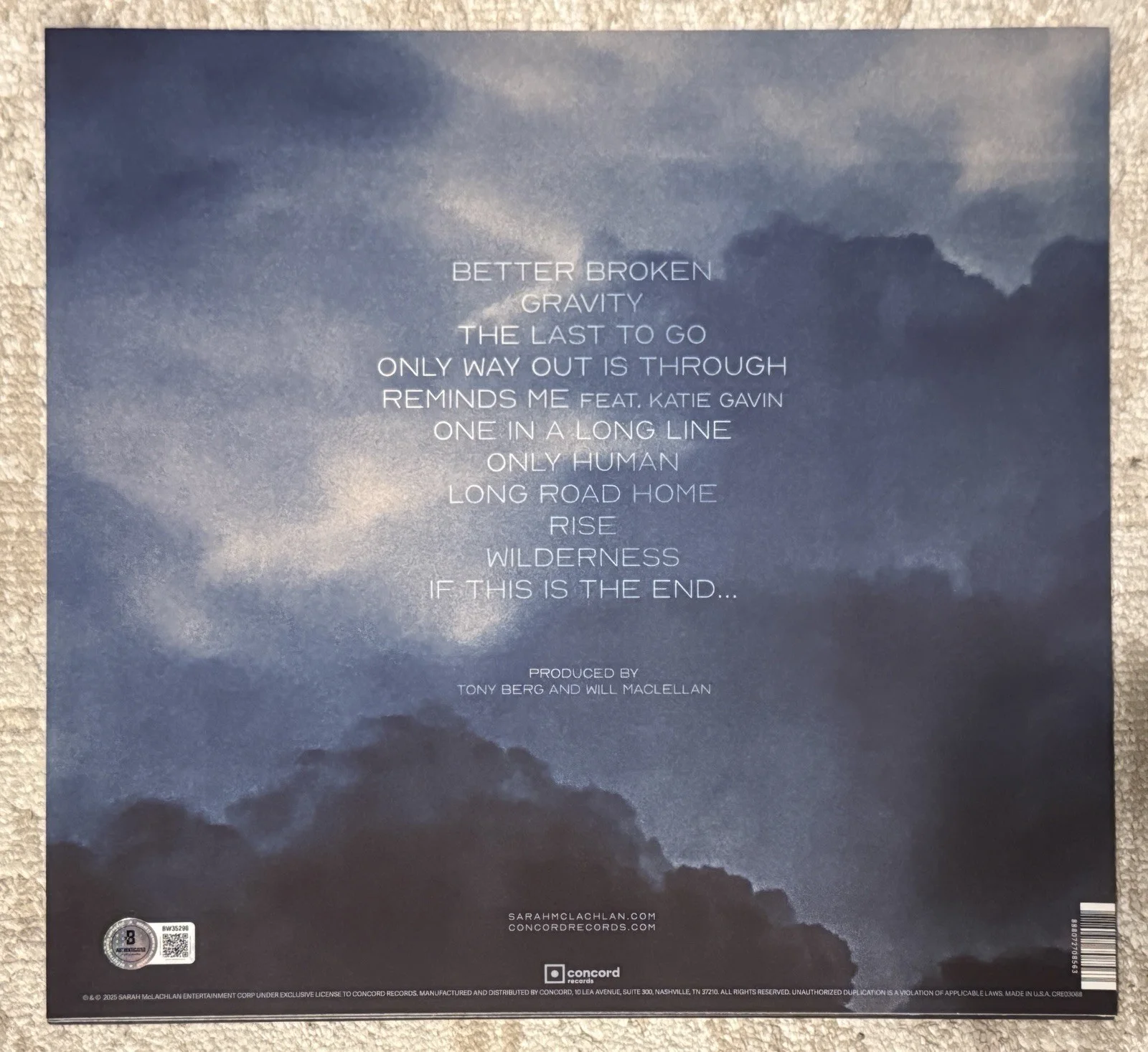 SARAH MCLACHLAN SIGNED BETTER BROKEN VINYL LP - BECKETT COA, image 2