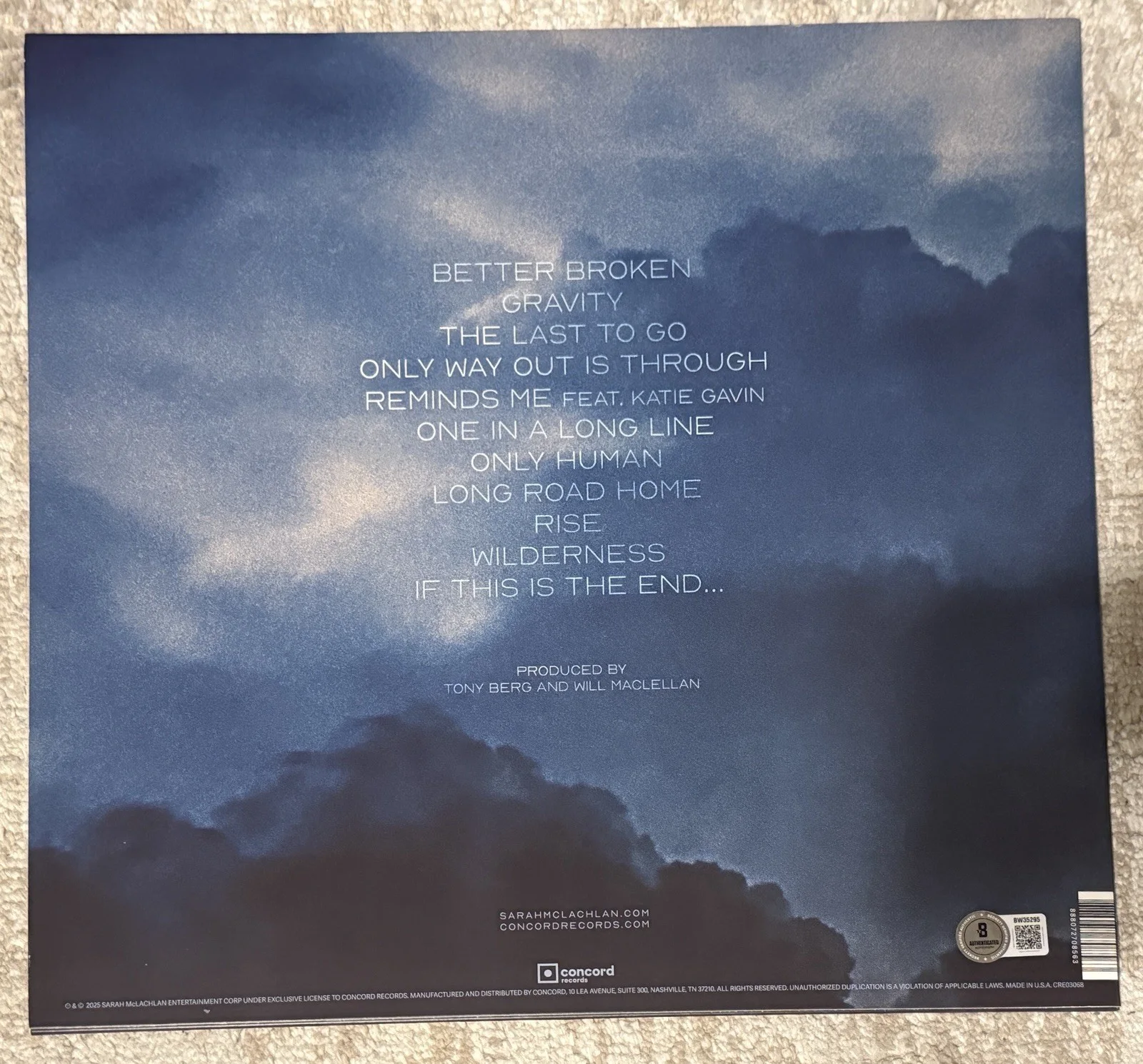 SARAH MCLACHLAN SIGNED BETTER BROKEN VINYL LP - BECKETT COA, image 2