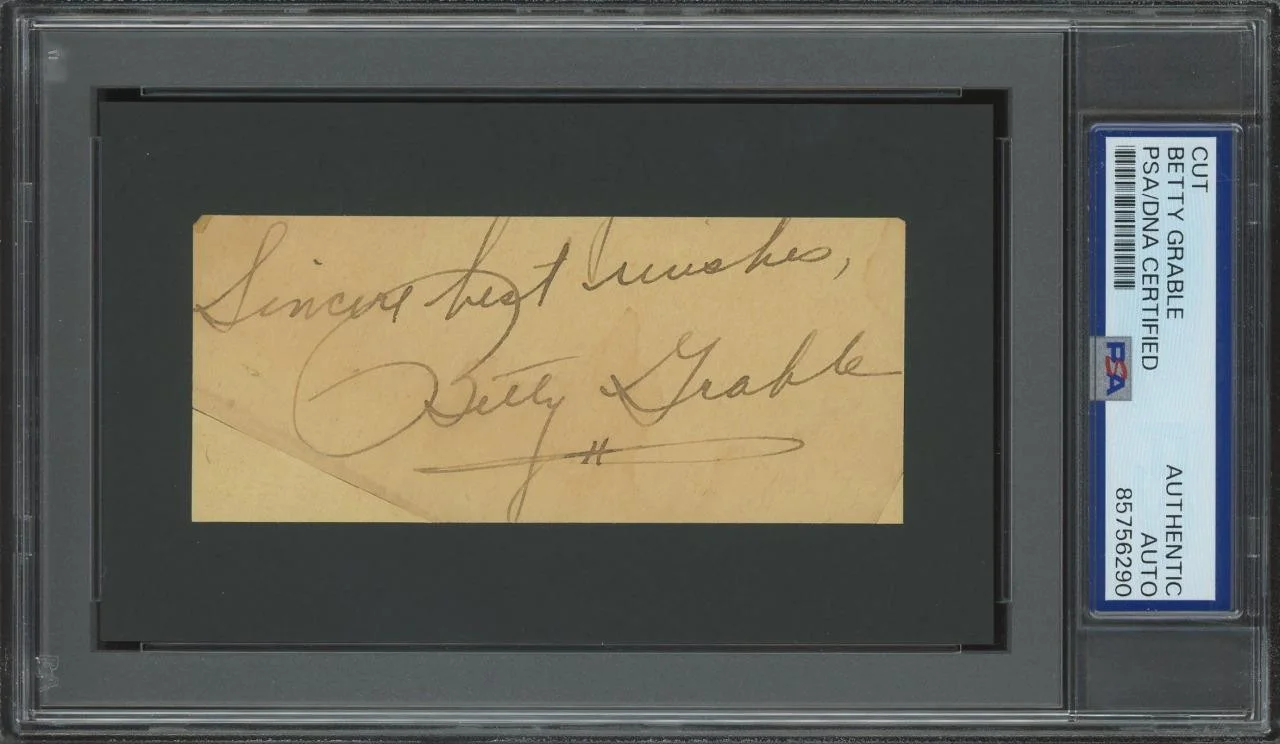 Betty Grable — BETTY GRABLE (1916-1973) autograph cut | Acting Great - signed PSA/DNA