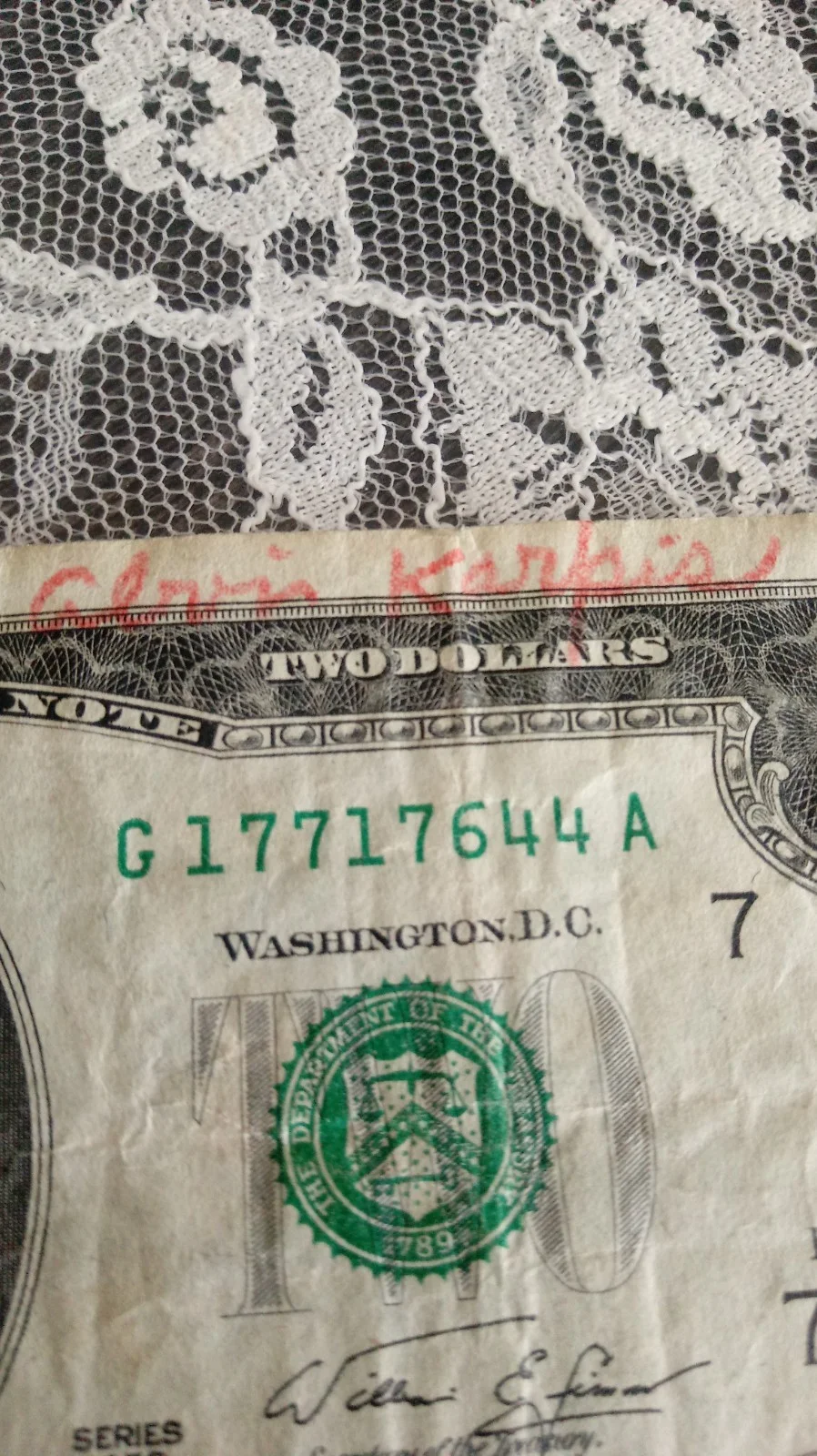 ALVIN KARPIS — SIGNED Public Enemy Number One ALVIN KARPIS Alcatraz $2 Bill AUTOGRAPHED RARE, изображение 3
