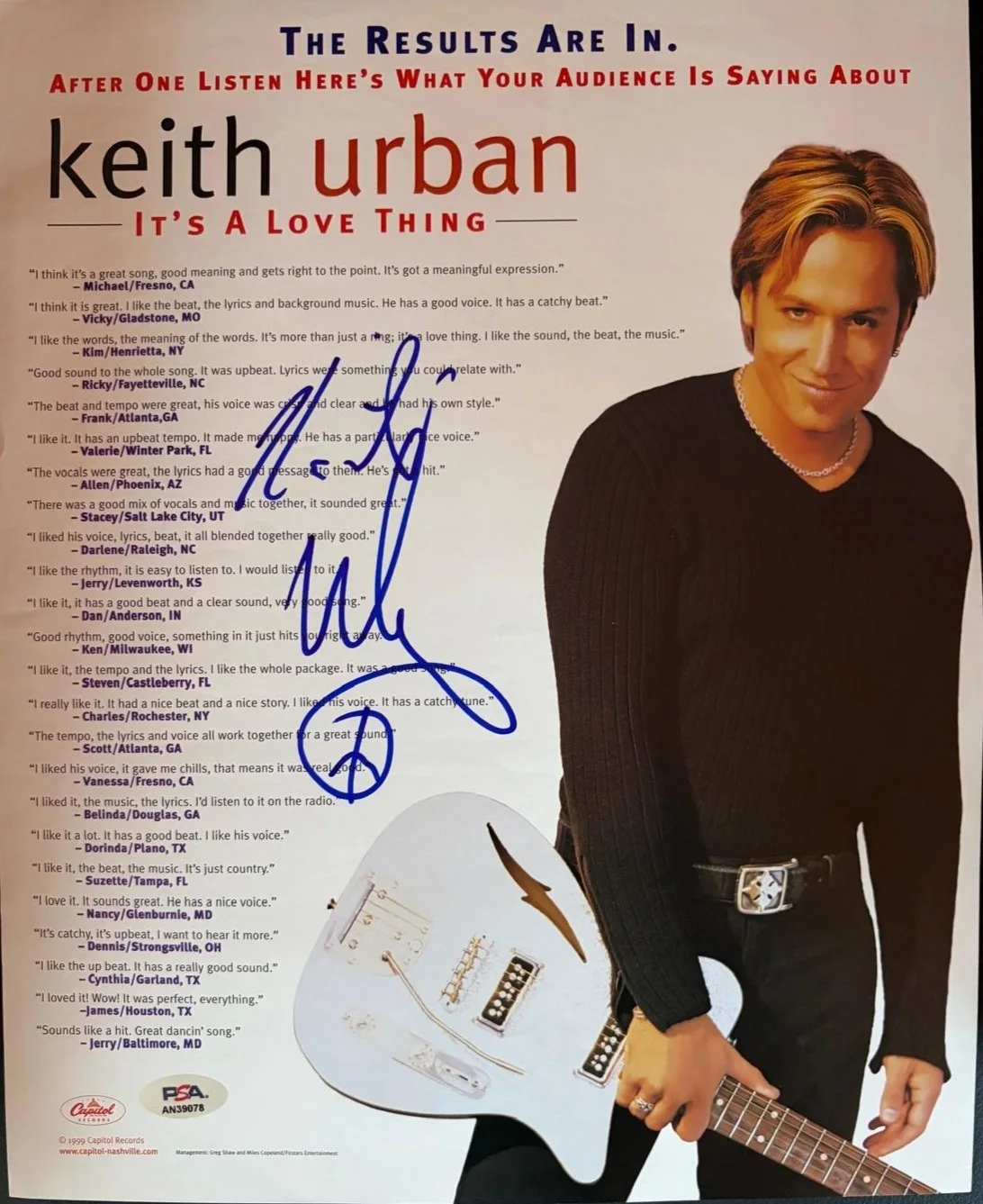 Keith Urban — KEITH URBAN SIGNED AUTOGRAPH 11X14 MAGAZINE PAGE IT'S A LOVE THING COUNTRY PSA B