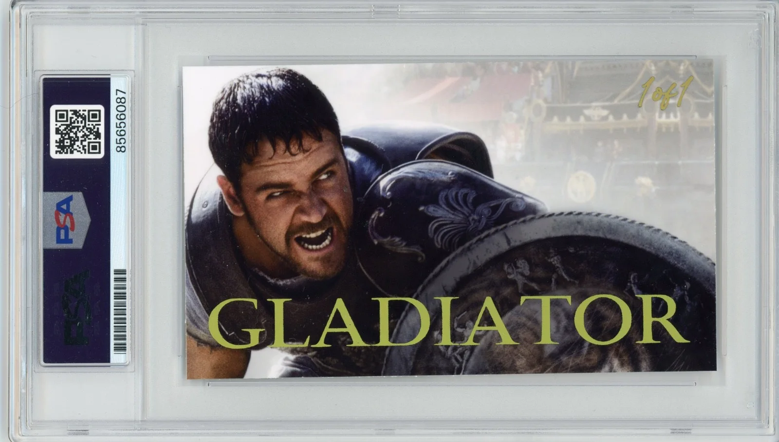 Russell Crowe — Russell Crowe Signed Cut Custom Gladiator Maximus Card PSA DNA Slabbed AUTO, image 2