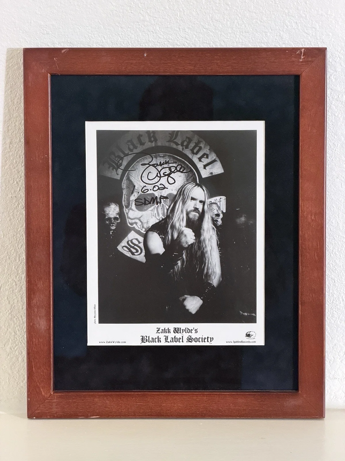 Signed Zakk Wylde Black Label Society Framed Promo Photo 2002 Autograph, изображение 2