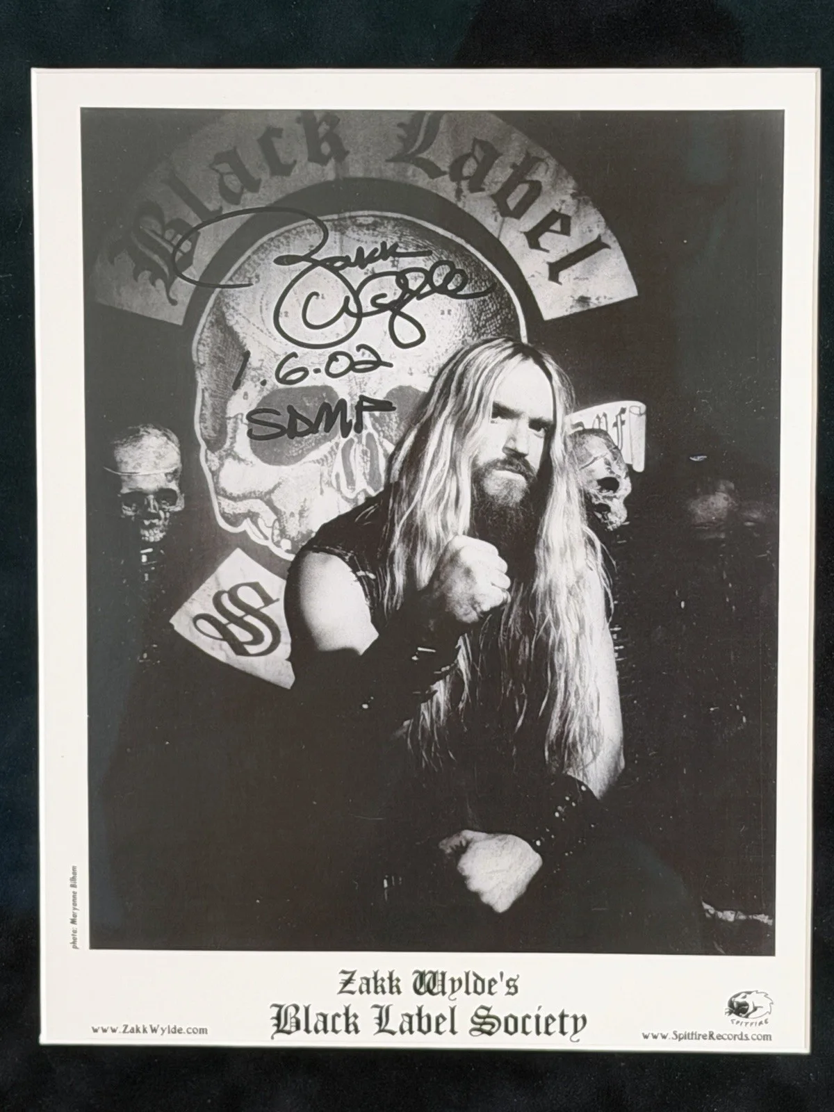 Signed Zakk Wylde Black Label Society Framed Promo Photo 2002 Autograph, изображение 3