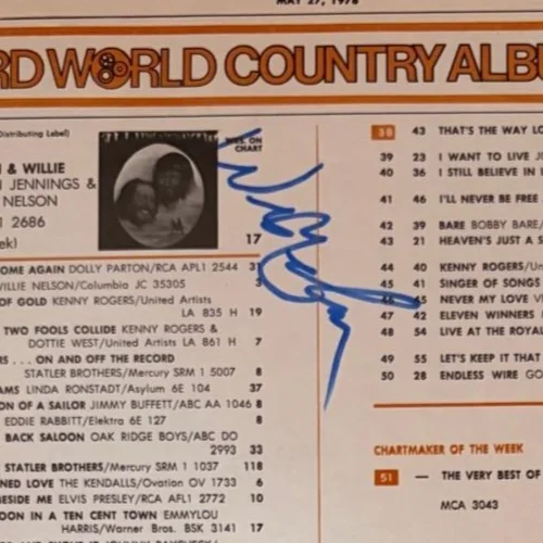 Willie Nelson — WILLIE NELSON SIGNED AUTOGRAPHED 11X14 COUNTRY MUSIC CHART HIGHWAYMEN WAYLON PSA, изображение 2