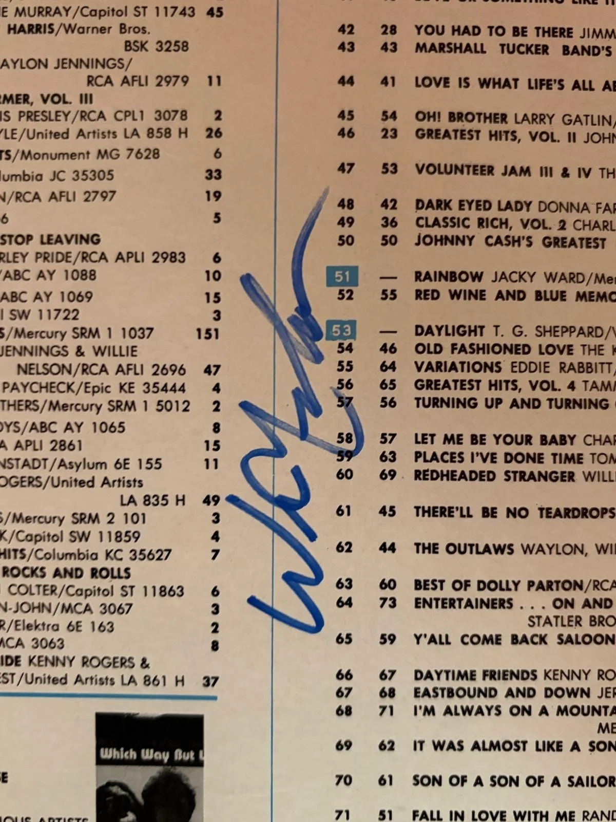 Willie Nelson — WILLIE NELSON SIGNED AUTOGRAPHED 11X14 RECORD WORLD COUNTRY MUSIC CHART PSA, изображение 2