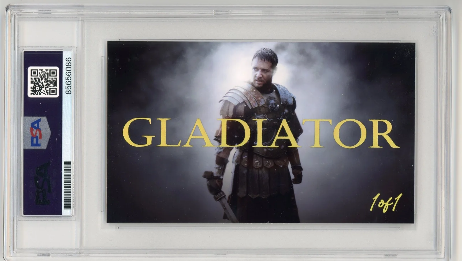 Russell Crowe — Russell Crowe Signed Cut Custom Gladiator Maximus Card PSA DNA Slabbed AUTO, image 2