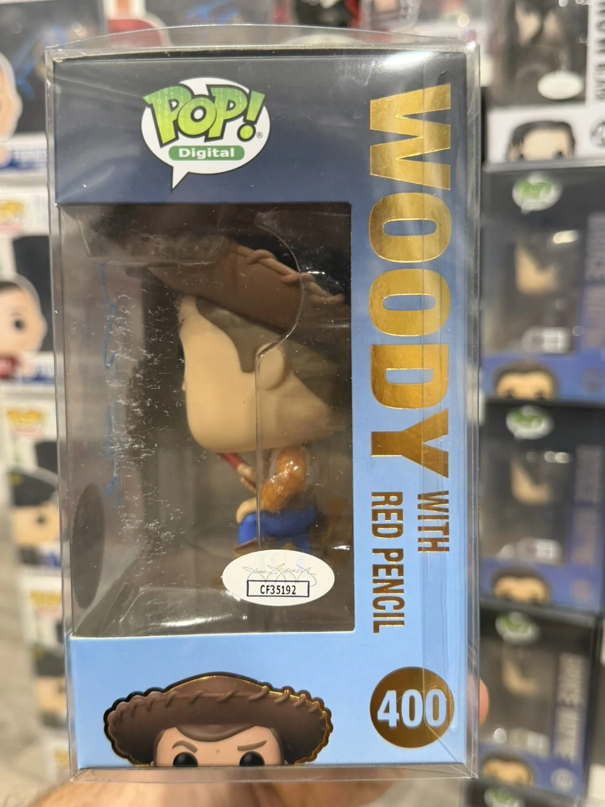 Tom Hanks — TOM HANKS SIGNED AUTOGRAPHED DIGITAL FUNKO POP 400 WOODY TOY STORY JSA COA, image 2