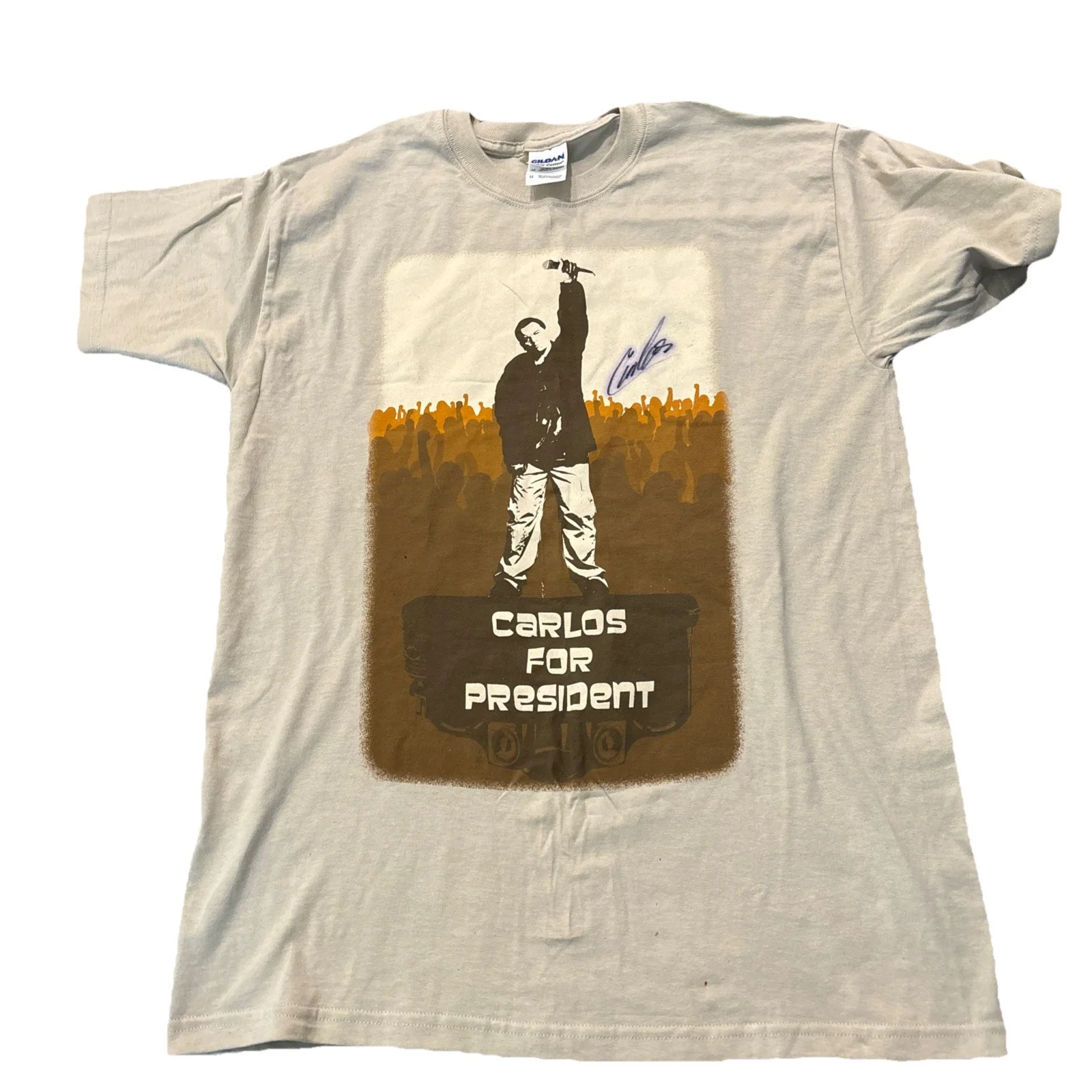 Carlos Mencia — CARLOS MENCIA autographed Medium Unisex tee shirt "Carlos for President"