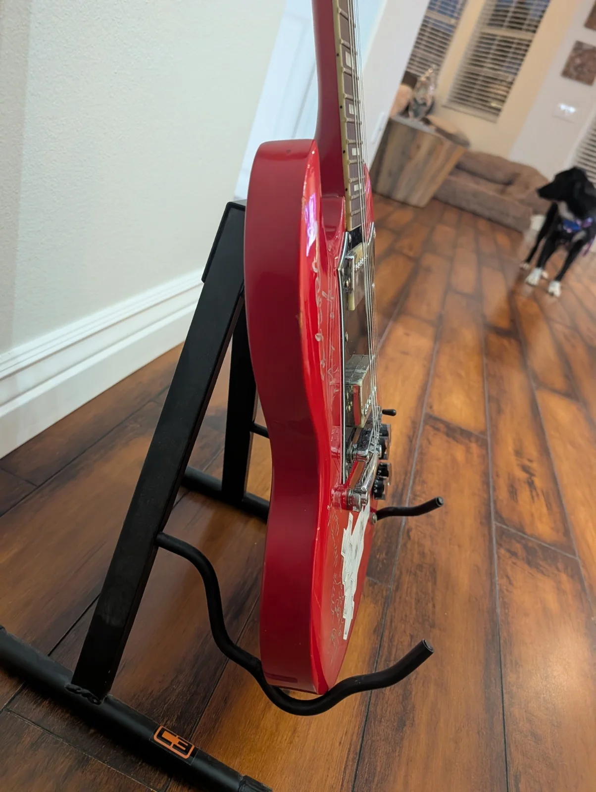 AC/DC Angus Young Signed Electric Guitar Red Nomad SG Autograph, image 5