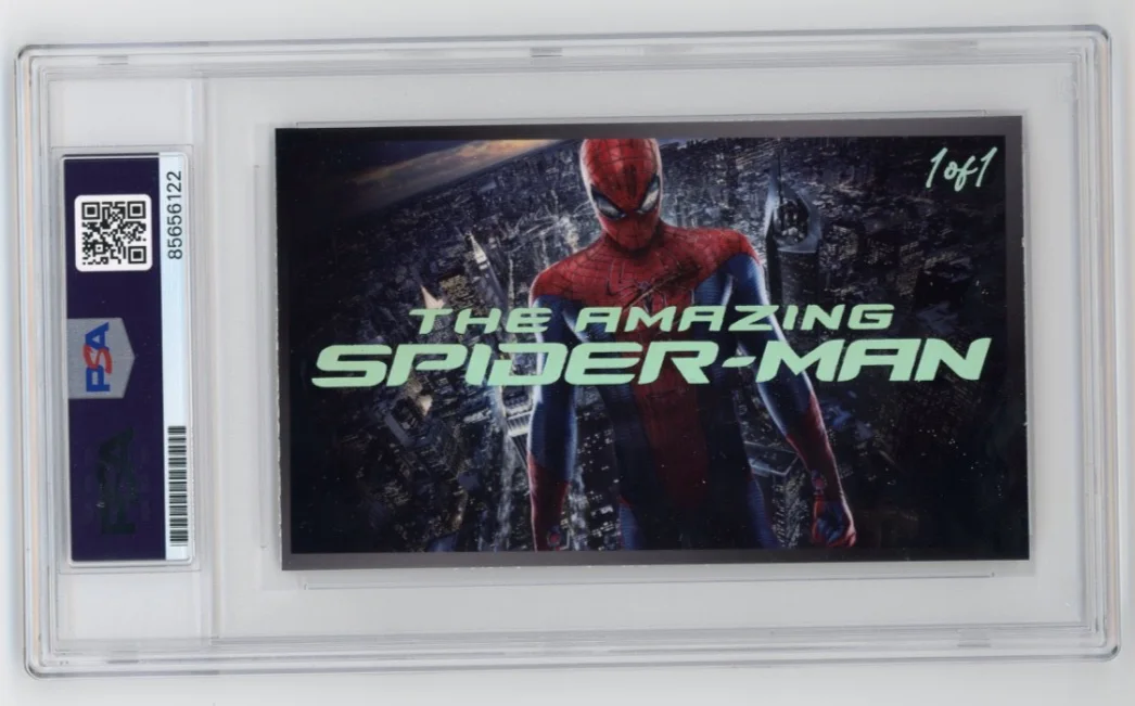 Andrew Garfield — Andrew Garfield Signed Cut Custom Amazing Spider-Man Card PSA DNA Slabbed AUTO, image 2